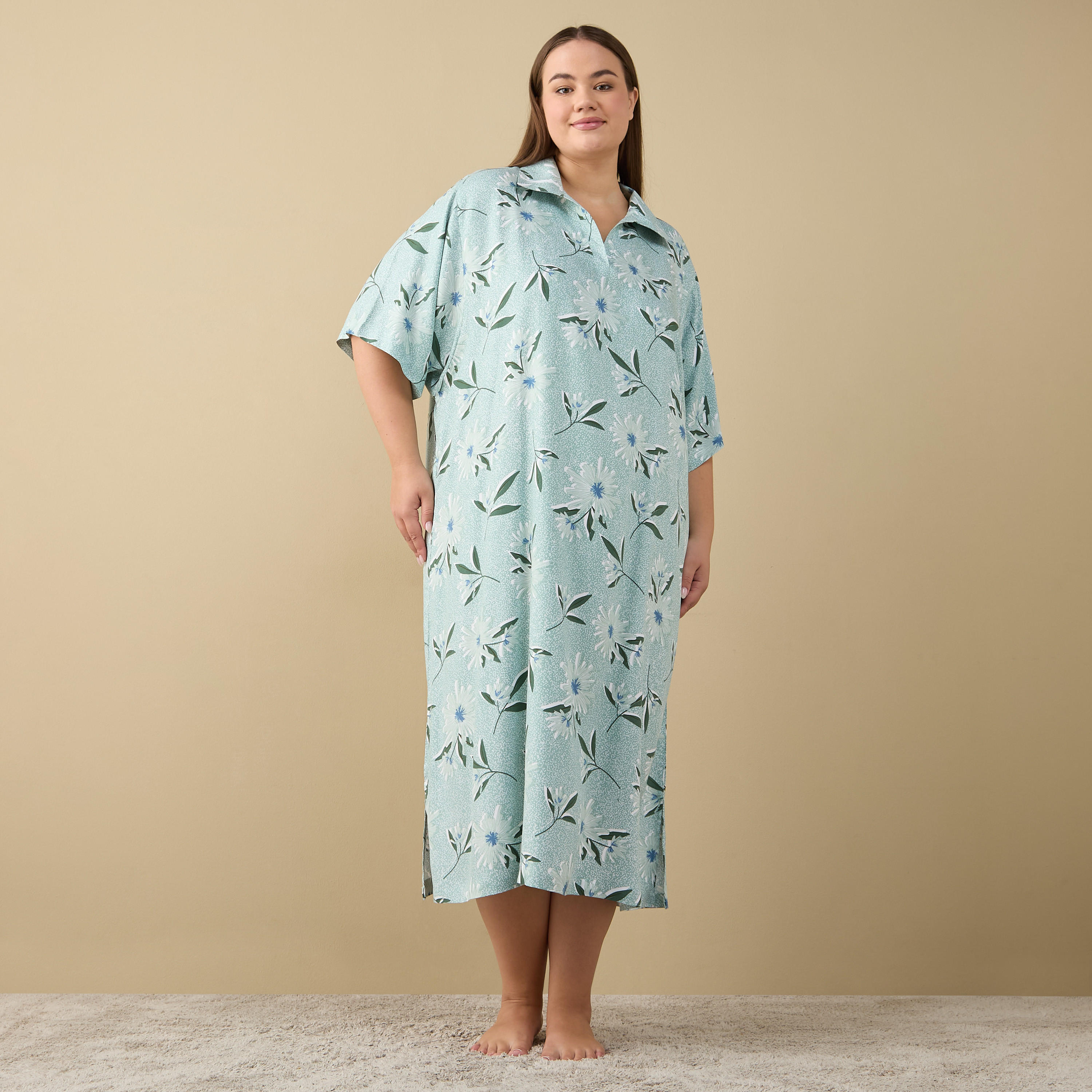 Set of 2 - Assorted Collared Sleepshirt with Short Sleeves-women-clothing-nightwear-nighties-image-2