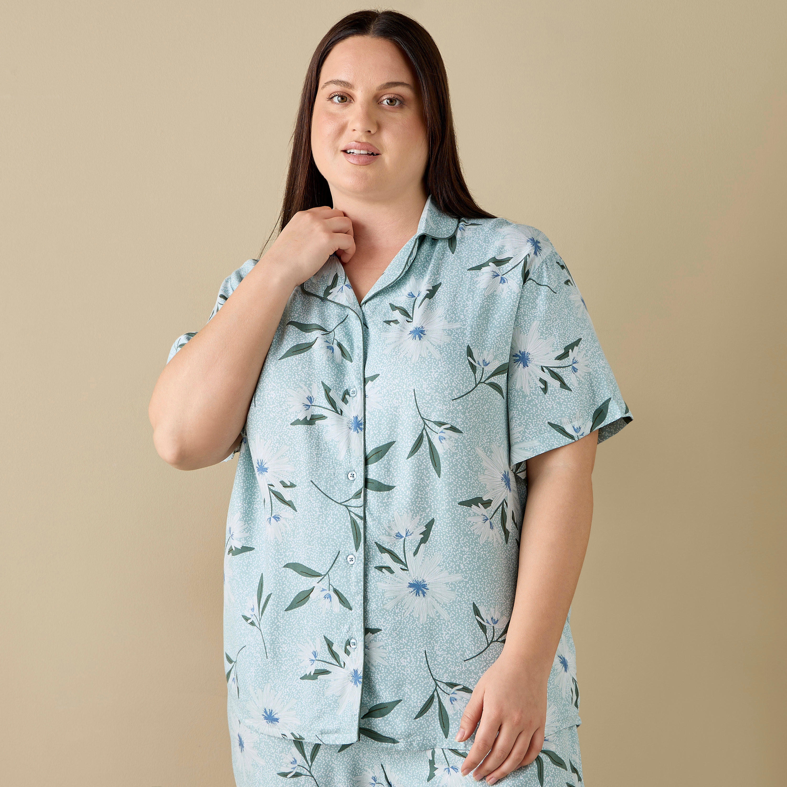طقم بنطلون بيجاما وقميص بطبعات-women-clothing-nightwear-pyjamas-longsets-image-2