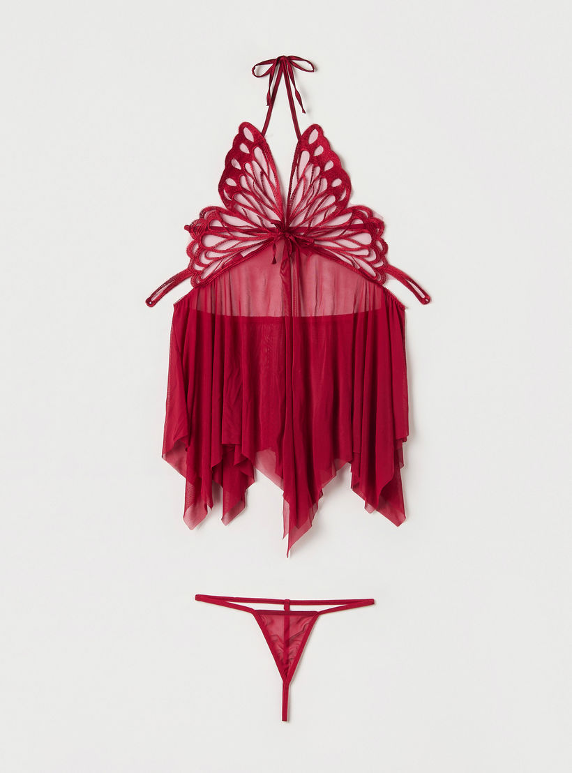 بيبي دول بياقة هالتر وتفاصيل فراشة مع ثونج-women-clothing-lingerie-babydollsandbodysuits-image-1