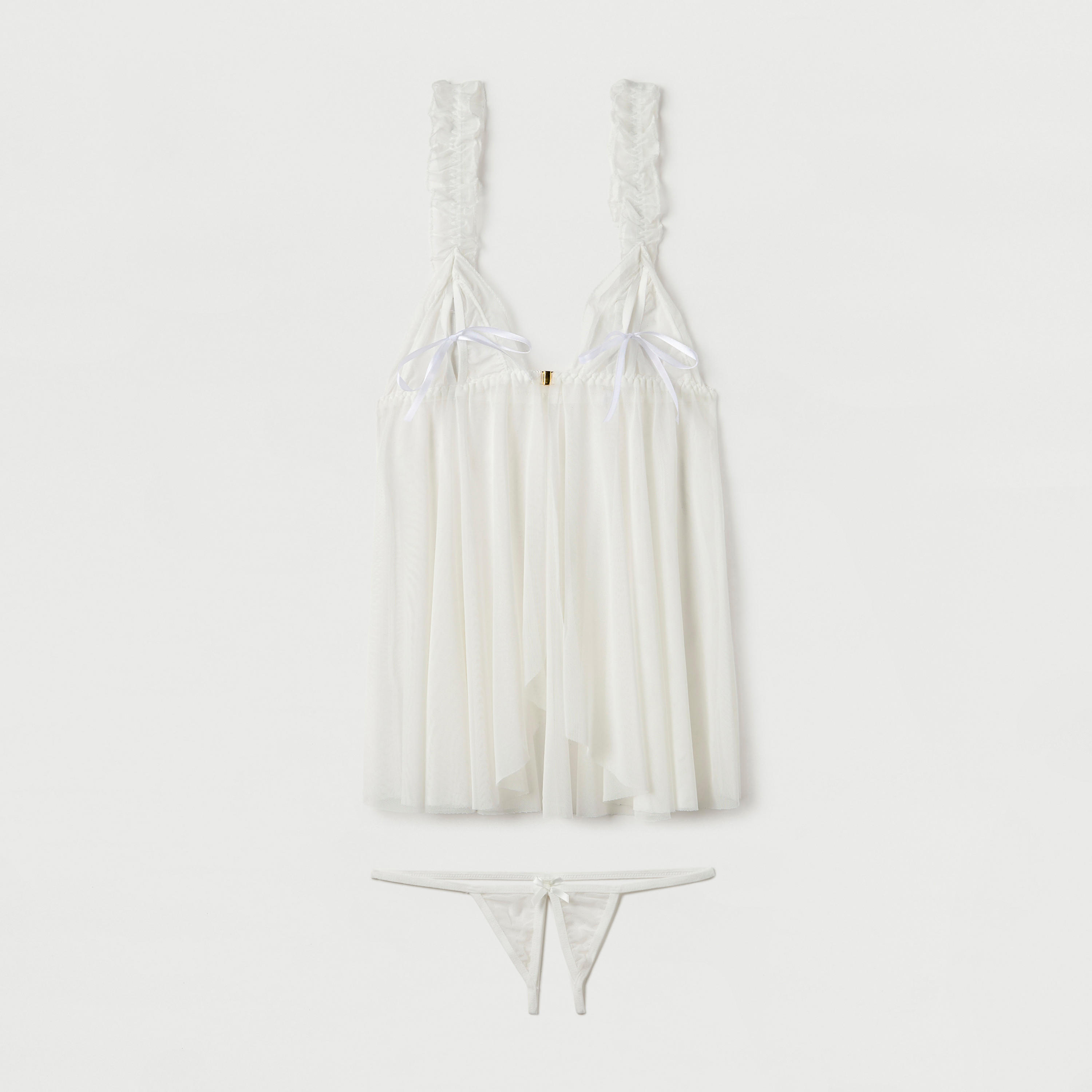 بيبي دول سادة بزينة فيونكة مع ثونج-women-clothing-lingerie-lingeriesets-image-6