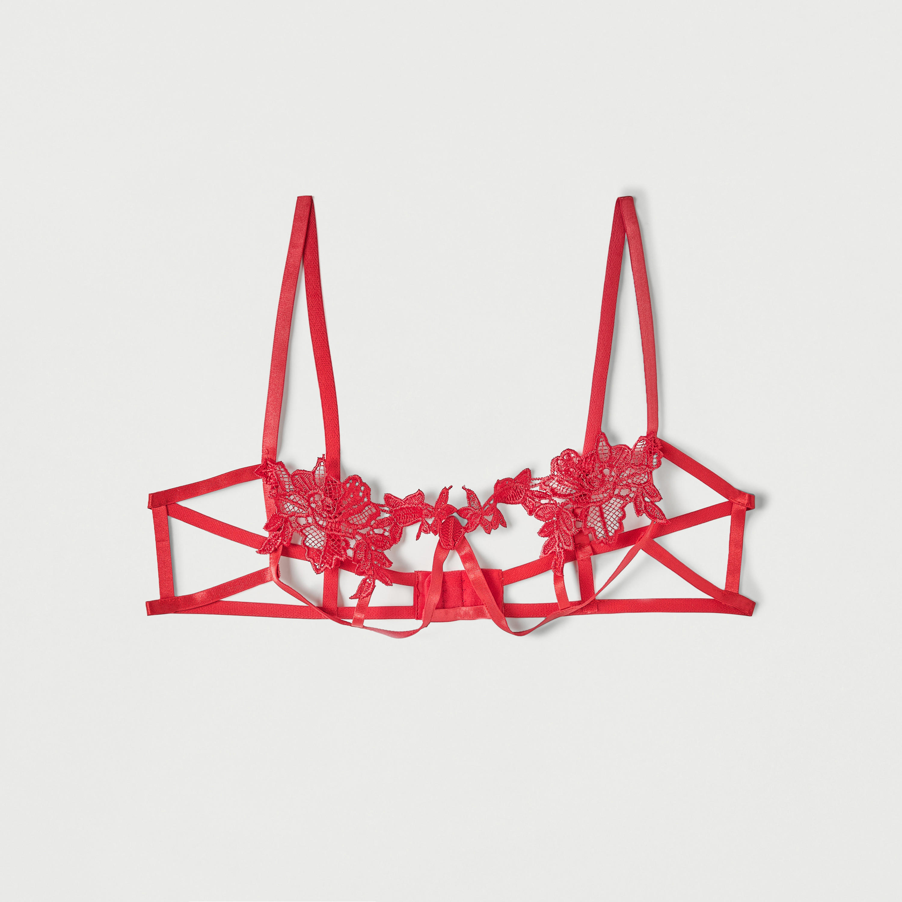 صدرية دانتيل بياقة هالتر وثونج بتفاصيل أربطة-women-clothing-lingerie-lingeriesets-image-5