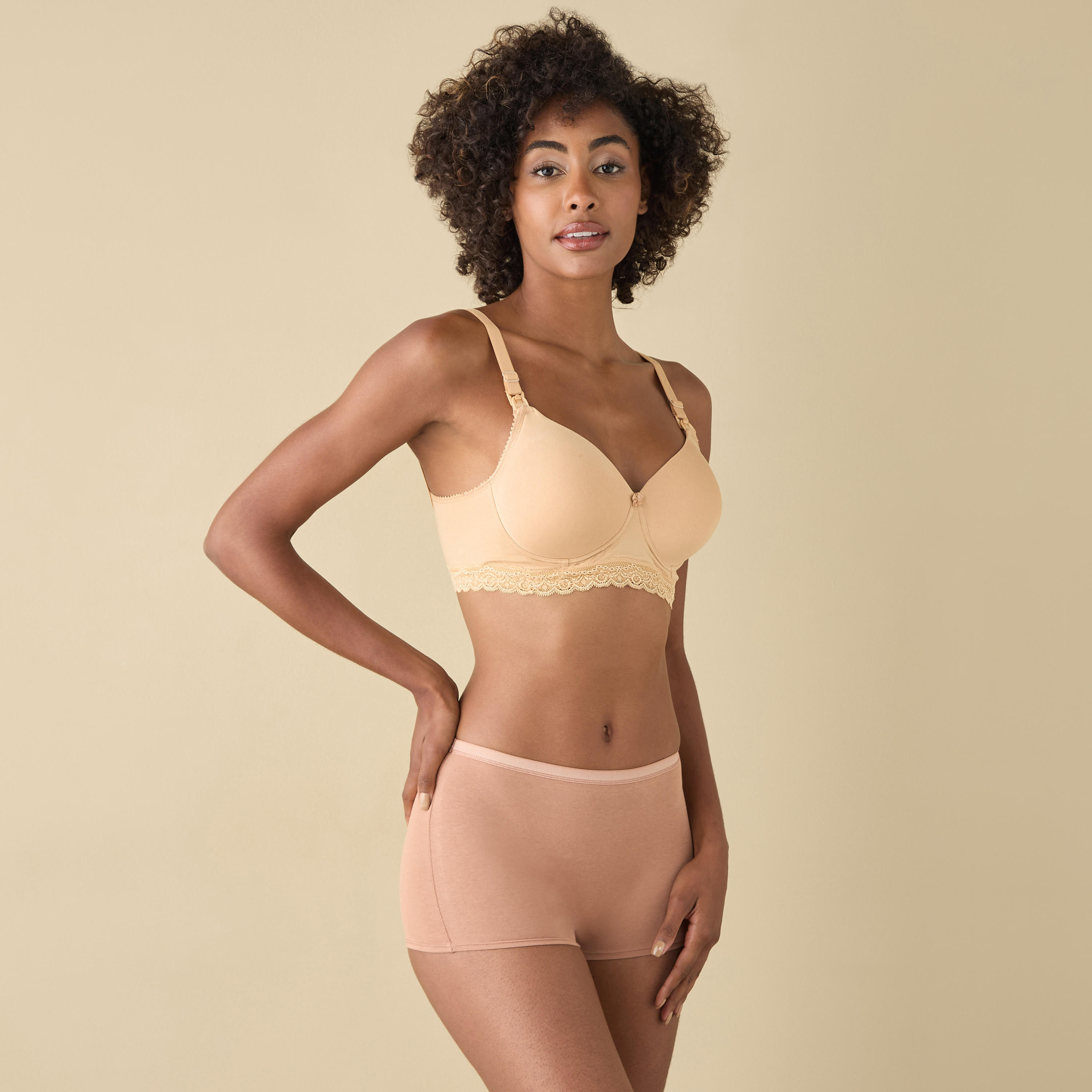 صدرية رضاعة سادة بمشبك إغلاق وتفاصيل دانتيل-women-clothing-lingerie-bras-image-2