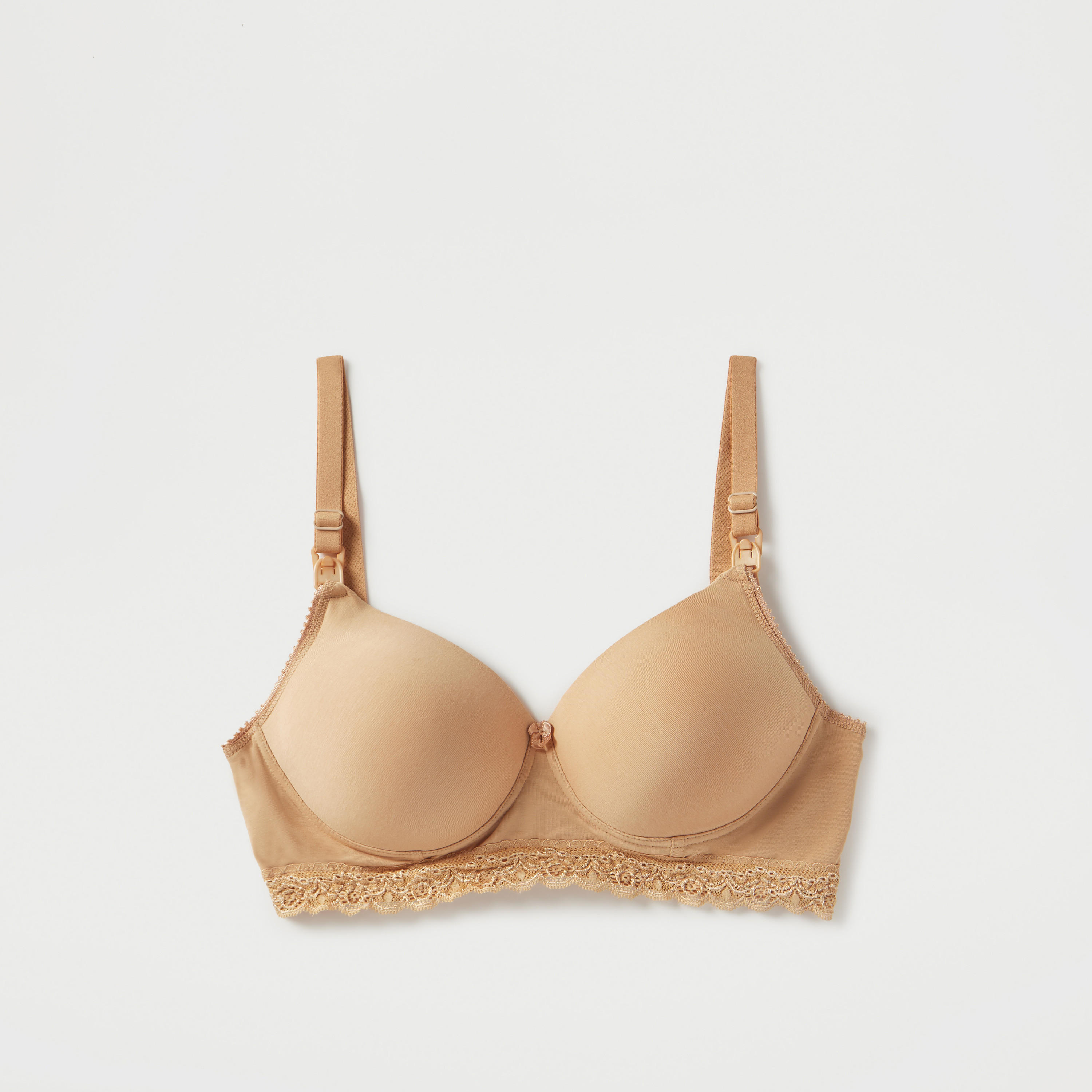 صدرية رضاعة سادة بمشبك إغلاق وتفاصيل دانتيل-women-clothing-lingerie-bras-image-5