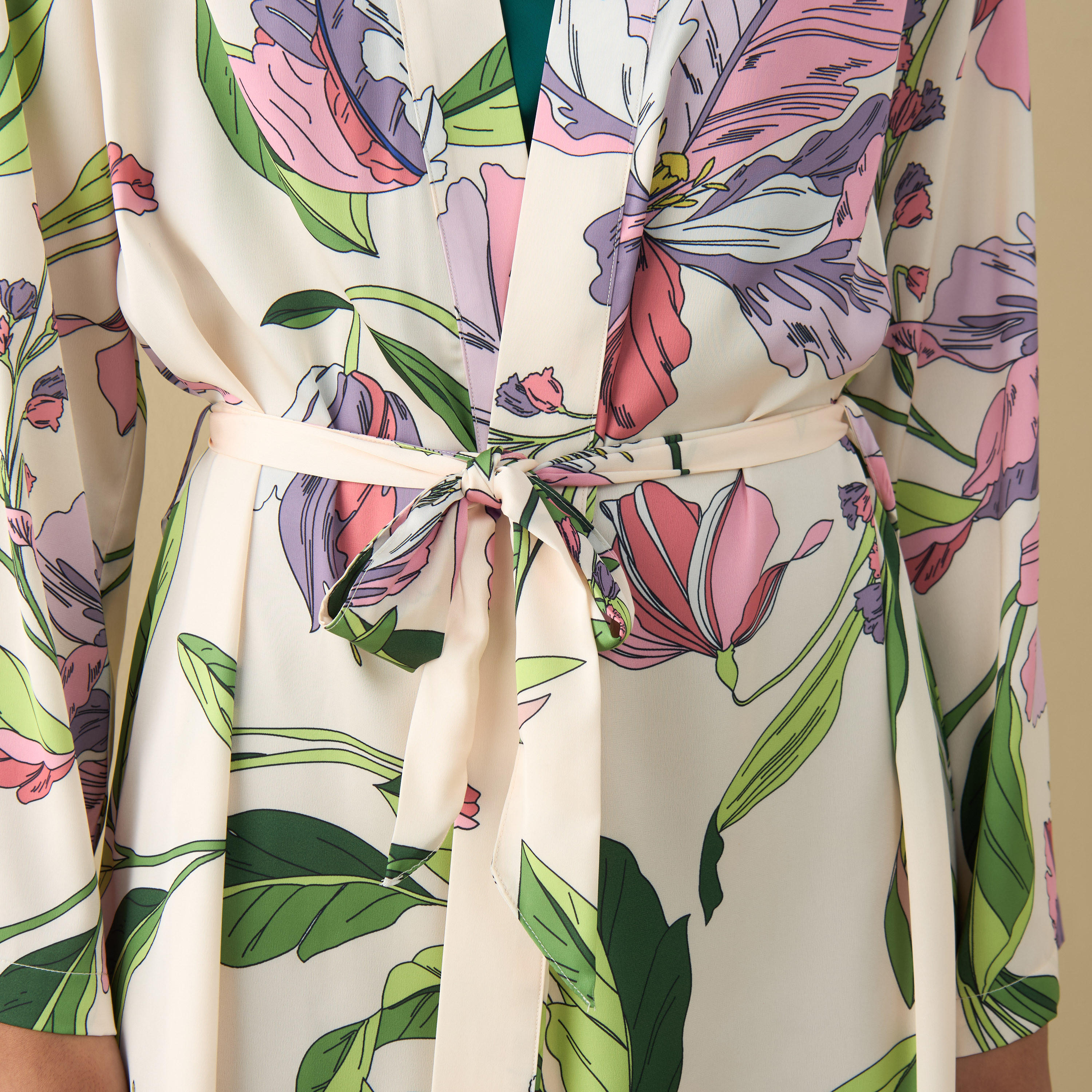 طقم فستان نوم وروب بطبعات أزهار-women-clothing-nightwear-pyjamas-shortsets-image-6