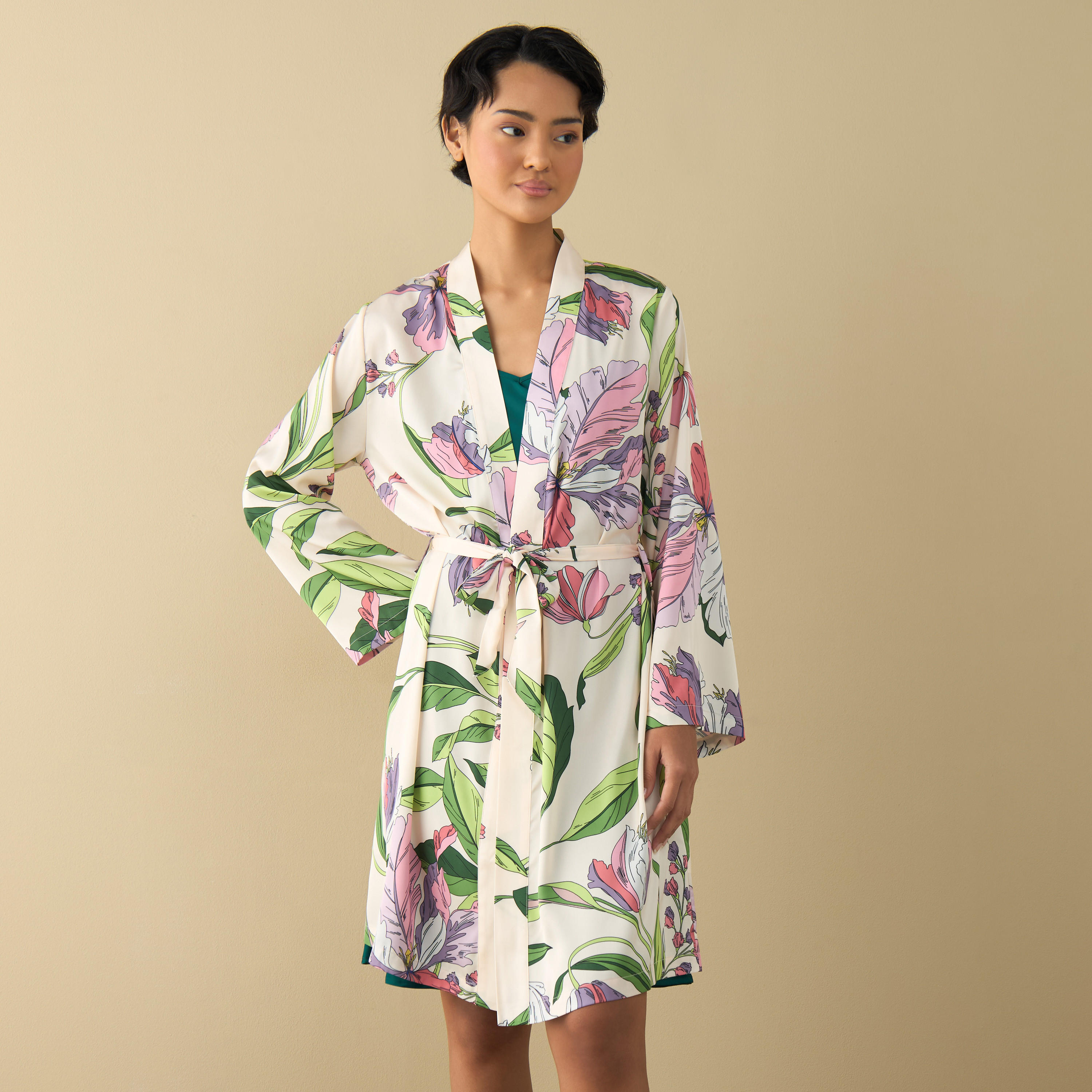 Floral Print Night Robe with Slip Dress-women-clothing-nightwear-pyjamas-shortsets-image-7