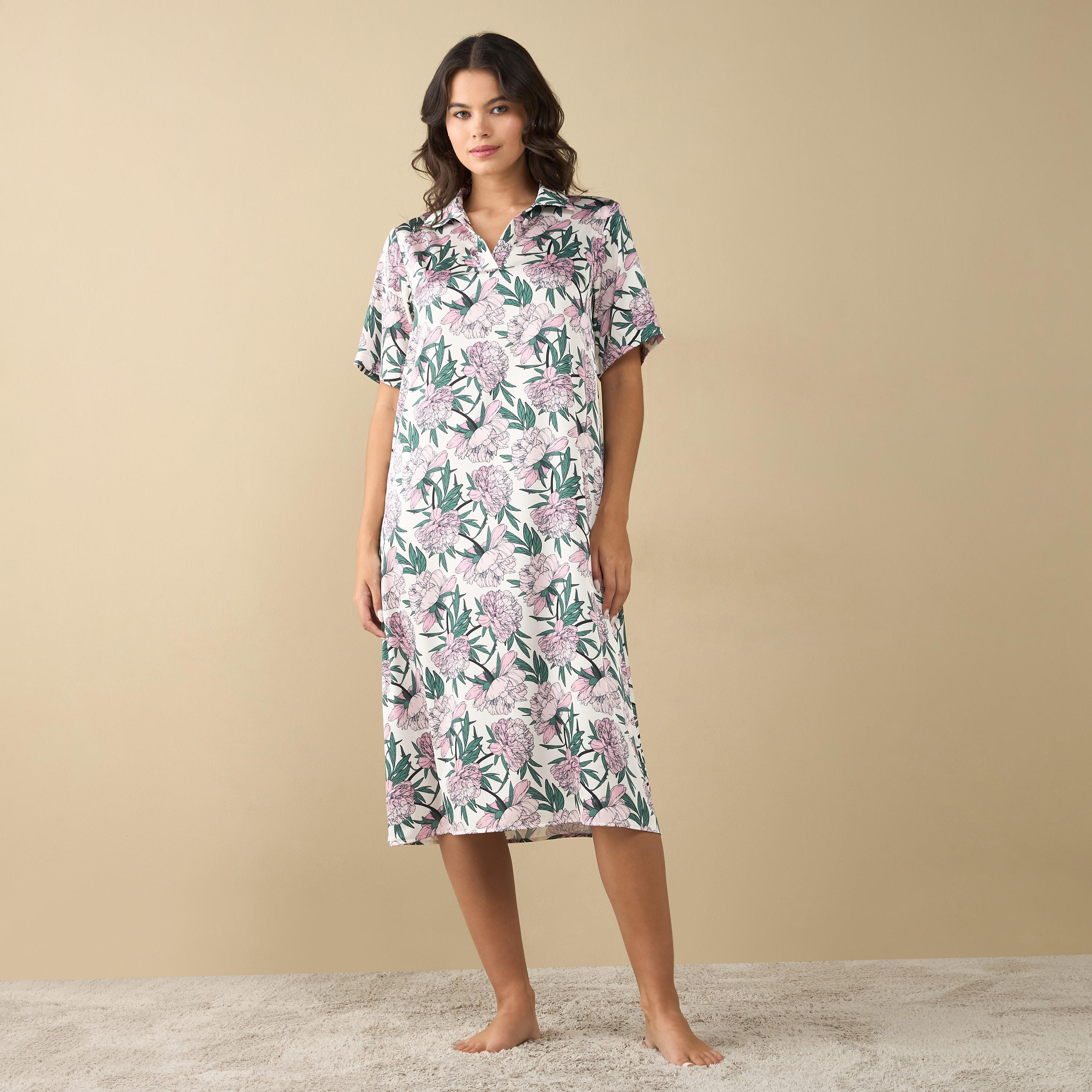 قميص نوم بطبعات أزهار وأكمام متمدّدة-women-clothing-nightwear-nighties-image-1