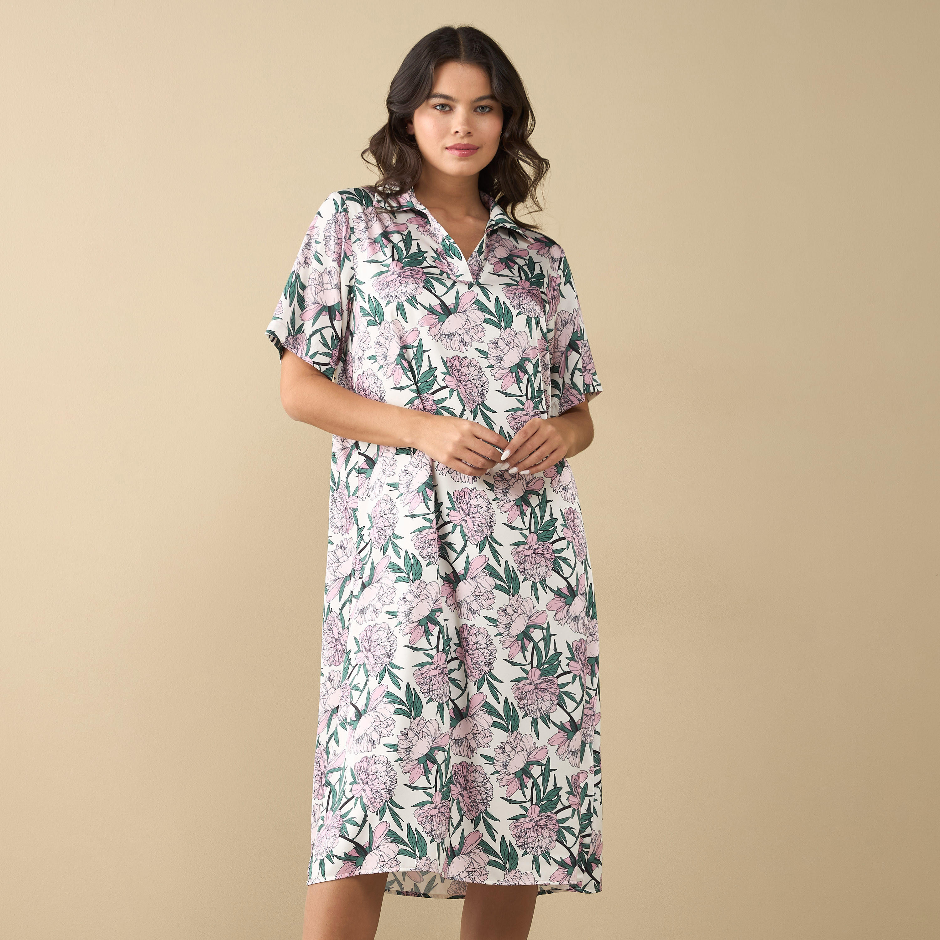 قميص نوم بطبعات أزهار وأكمام متمدّدة-women-clothing-nightwear-nighties-image-2