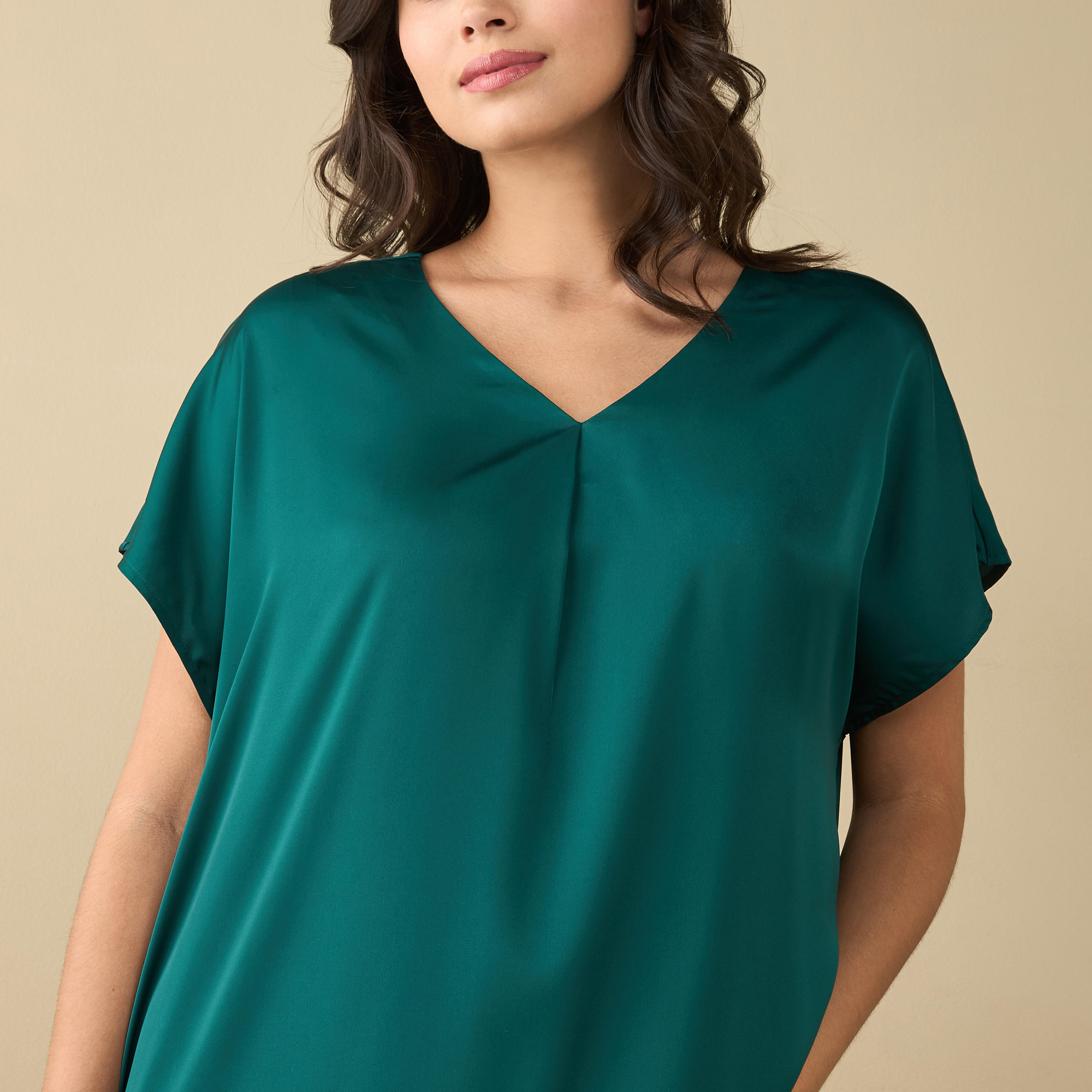 V-neck Satin Night Gown with Short Sleeves-women-clothing-nightwear-nighties-image-4