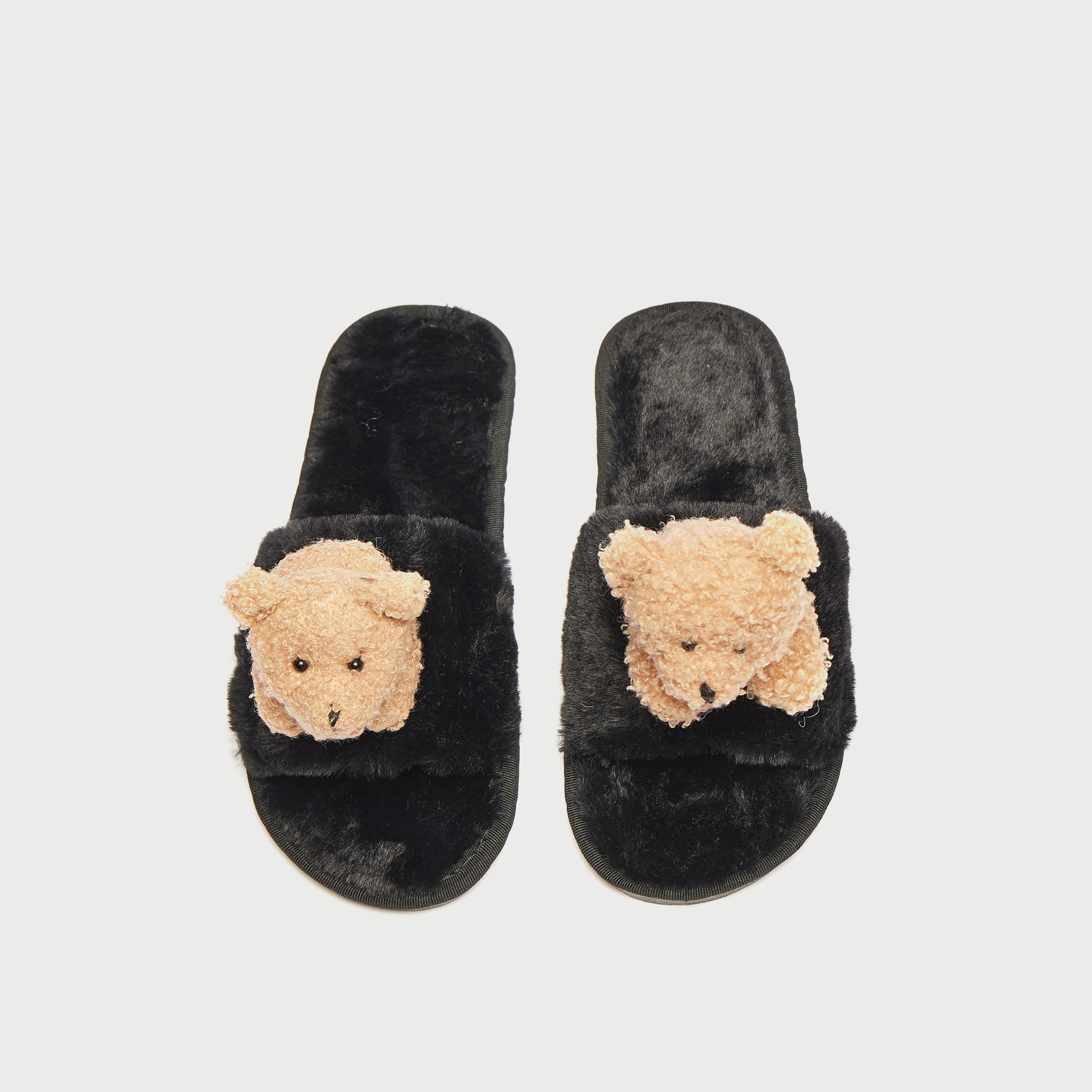 شبشب غرفة نوم سهل الارتداء بزينة دب-women-clothing-nightwear-bedroomslippers-image-1