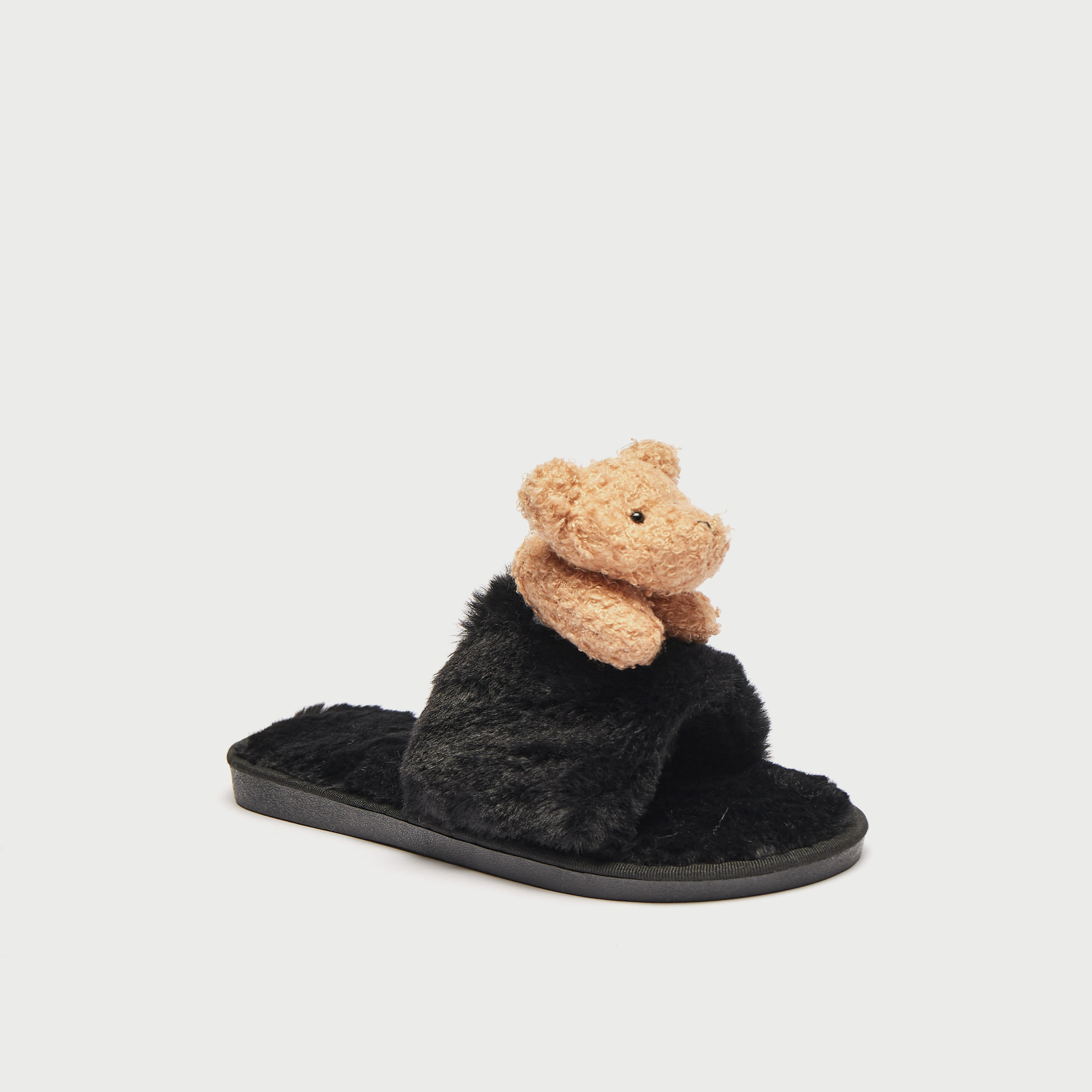 شبشب غرفة نوم سهل الارتداء بزينة دب-women-clothing-nightwear-bedroomslippers-image-2