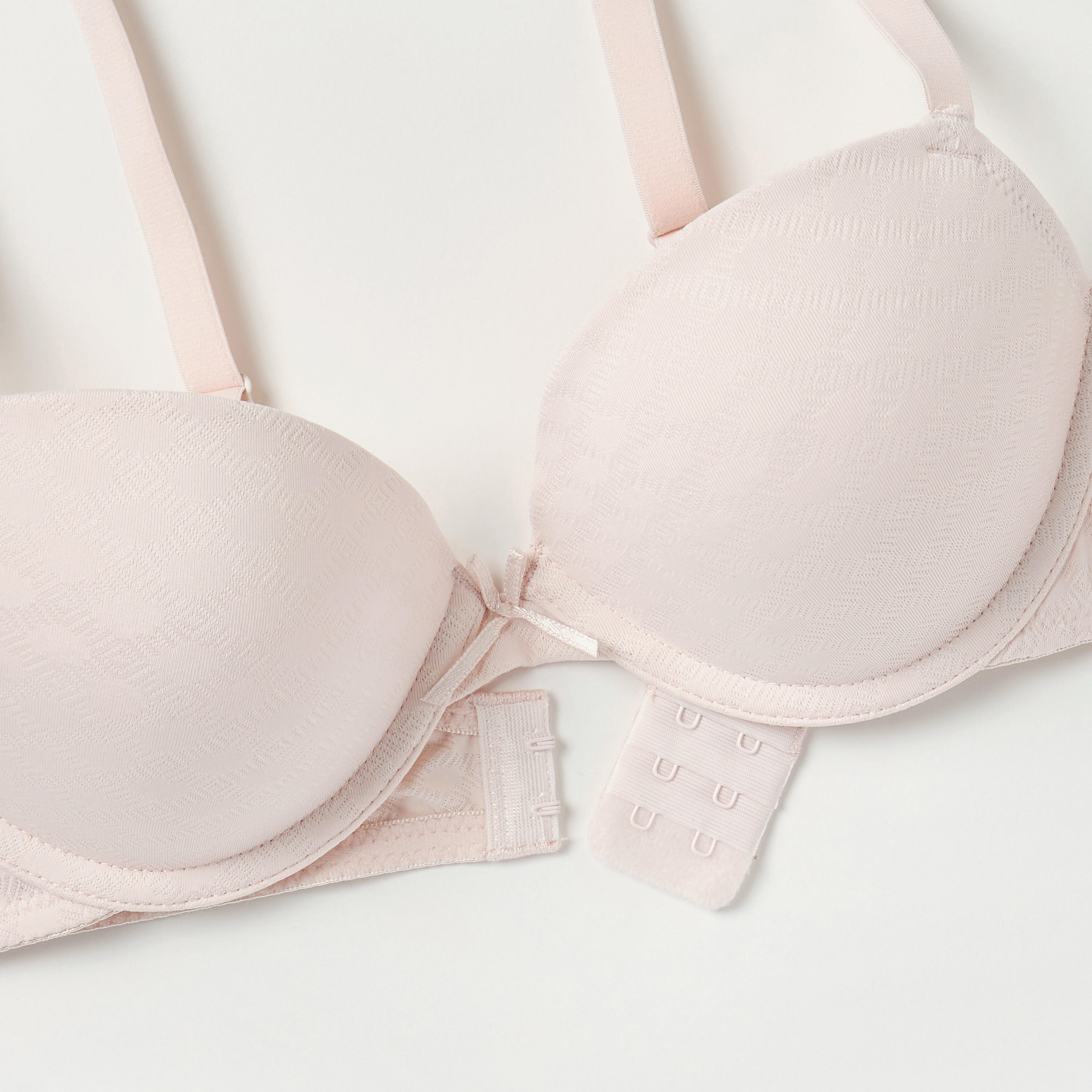 Textured Balconette Bra with Hook and Eye Closure-women-clothing-lingerie-bras-image-6