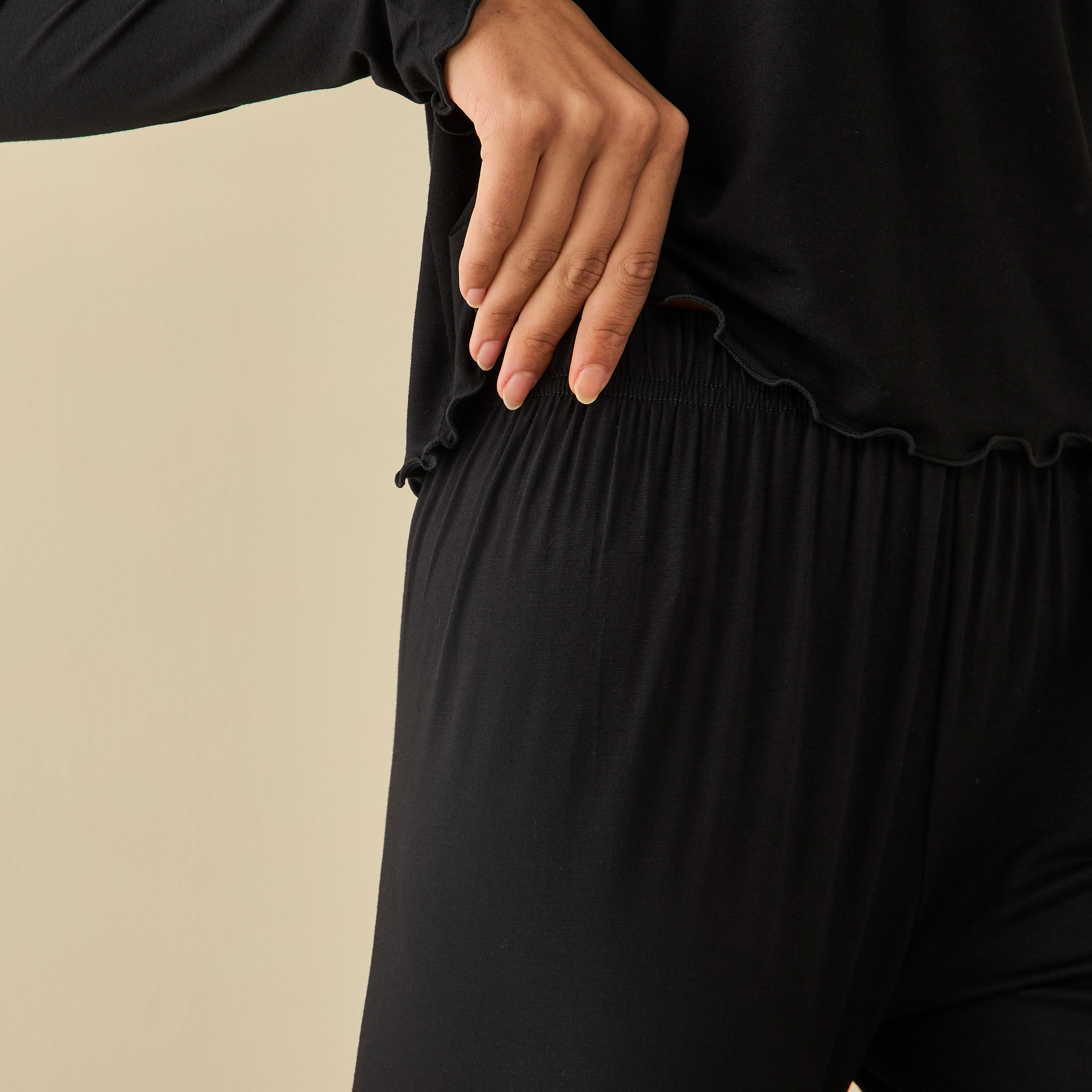 Cuffed Pyjamas with Elasticated Waistband-women-clothing-lingerie-thermals-image-4