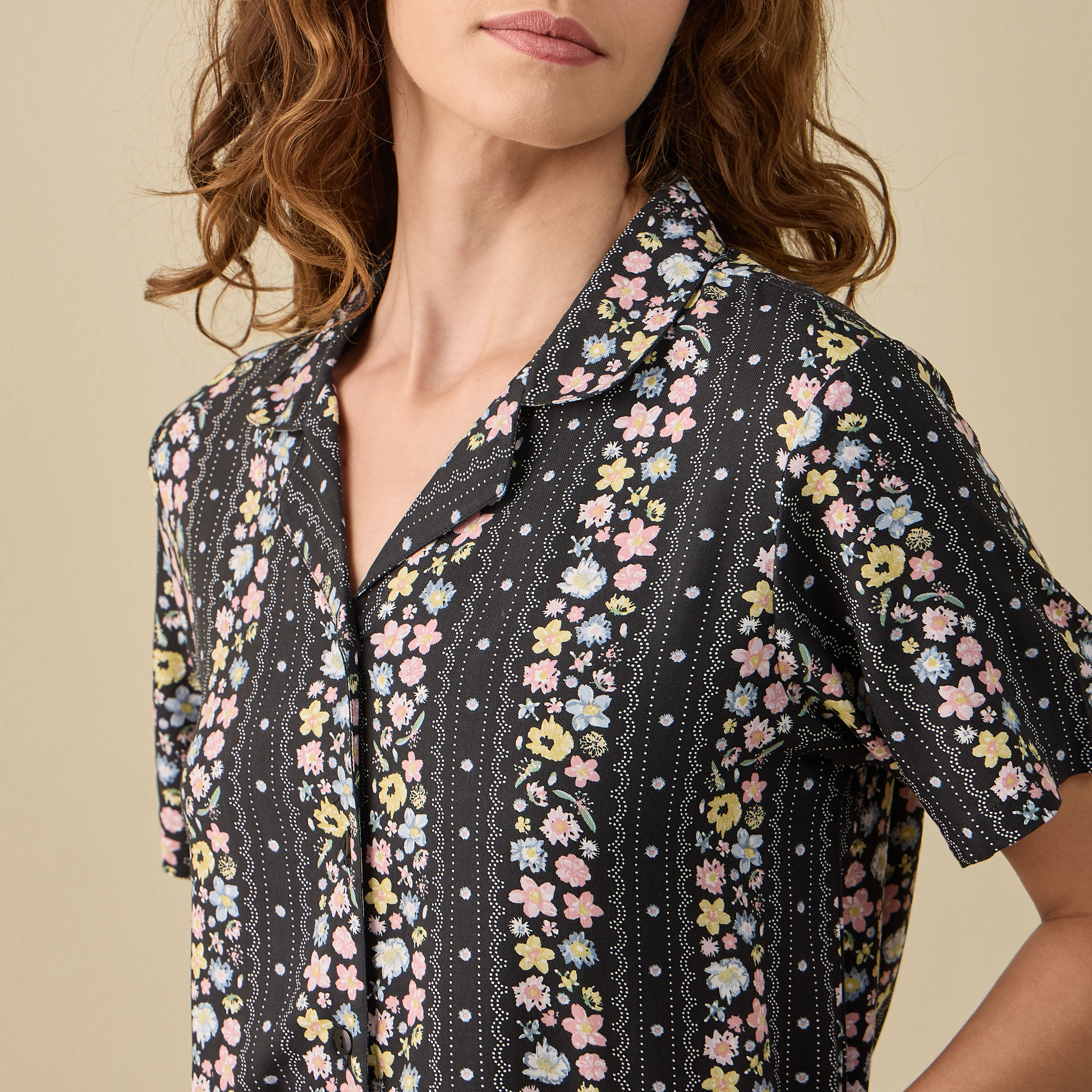 Floral Print Short Sleeves Viscose Shirt and Pyjama Set-women-clothing-nightwear-pyjamas-longsets-image-5