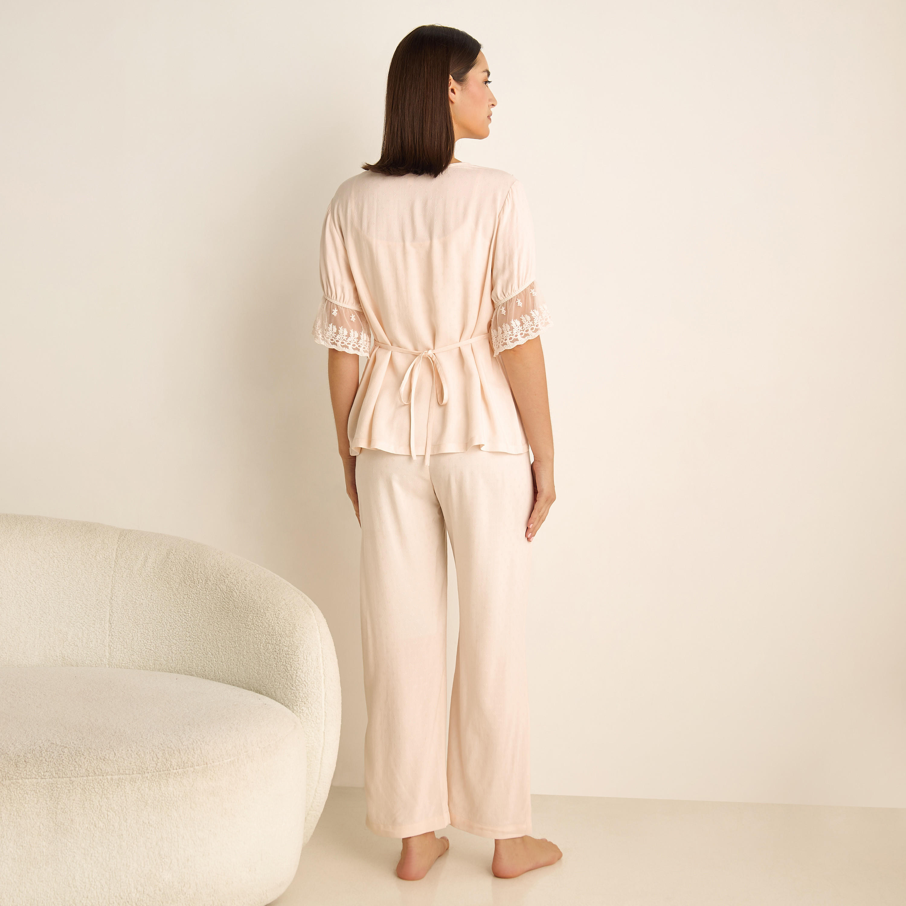 Lace Textured Maternity Top and Pyjama Set-women-clothing-maternity-nightwear-image-24