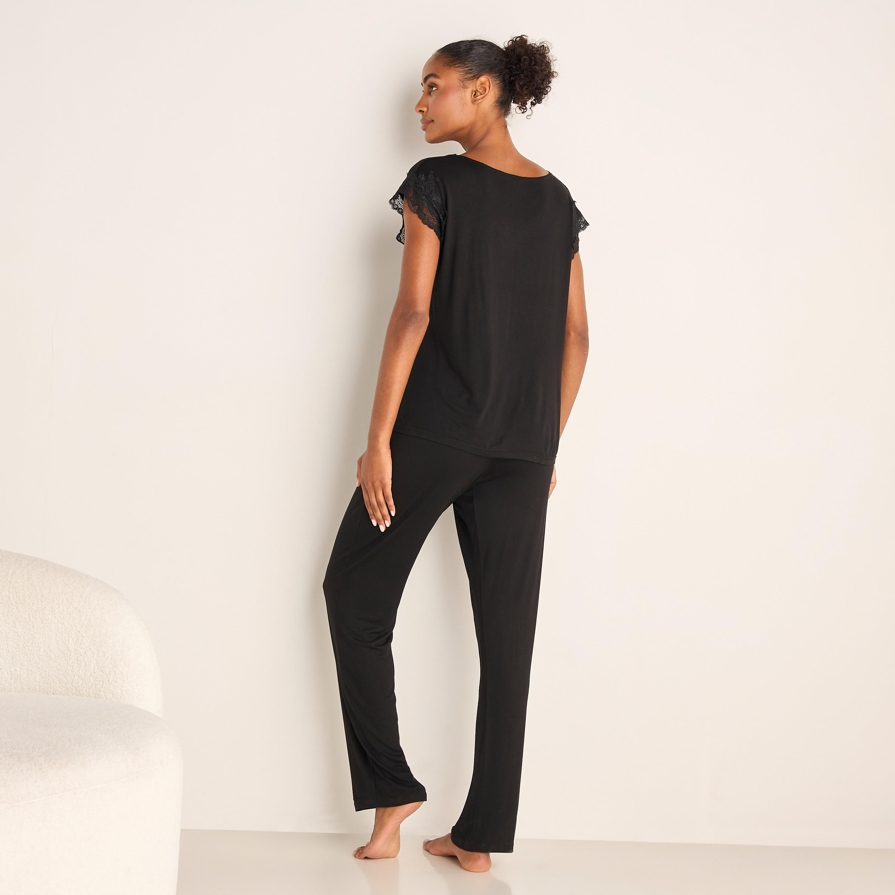 Lace Trim T-shirt and Elasticated Pyjama Set-women-clothing-nightwear-pyjamas-longsets-image-4