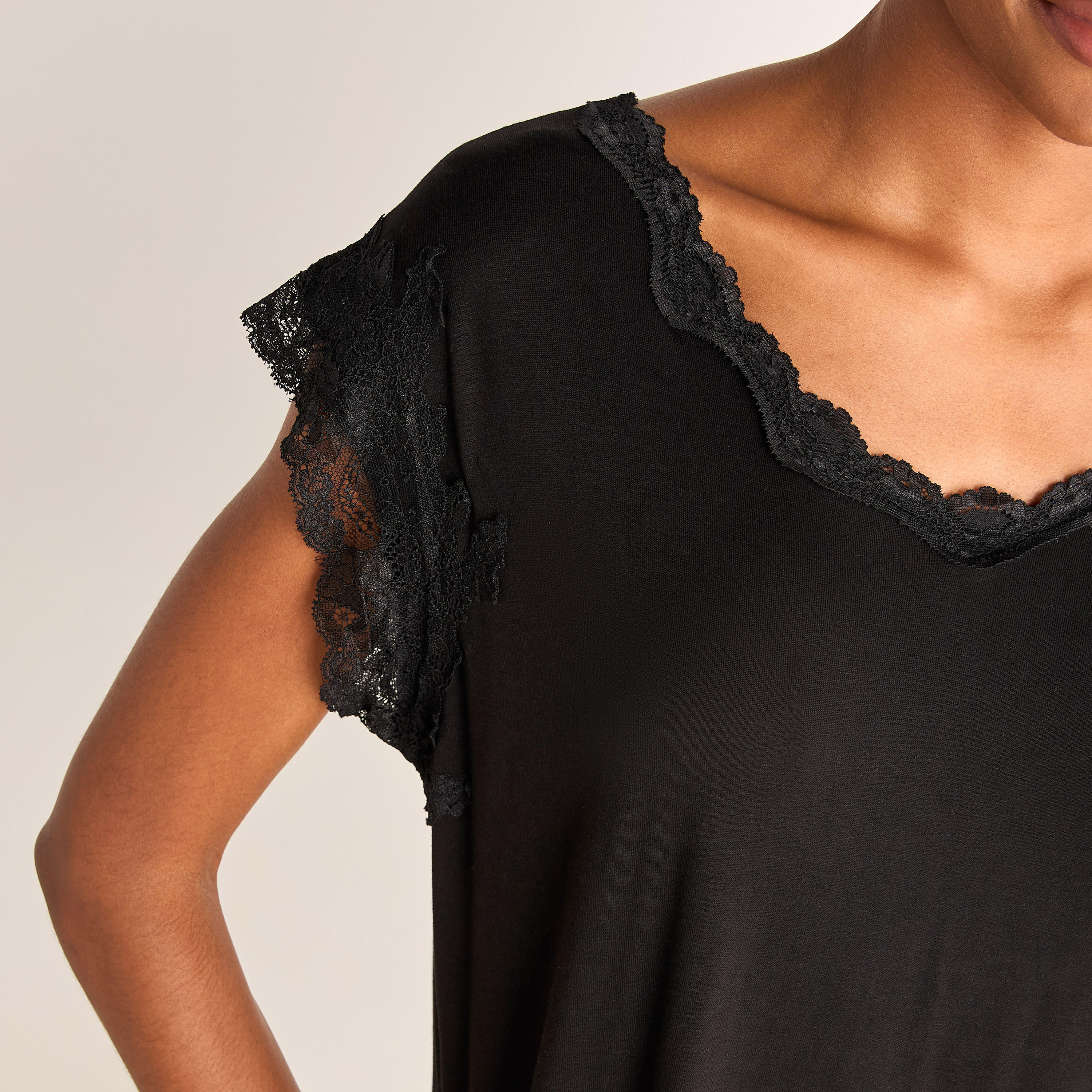 Lace Trim T-shirt and Elasticated Pyjama Set-women-clothing-nightwear-pyjamas-longsets-image-6