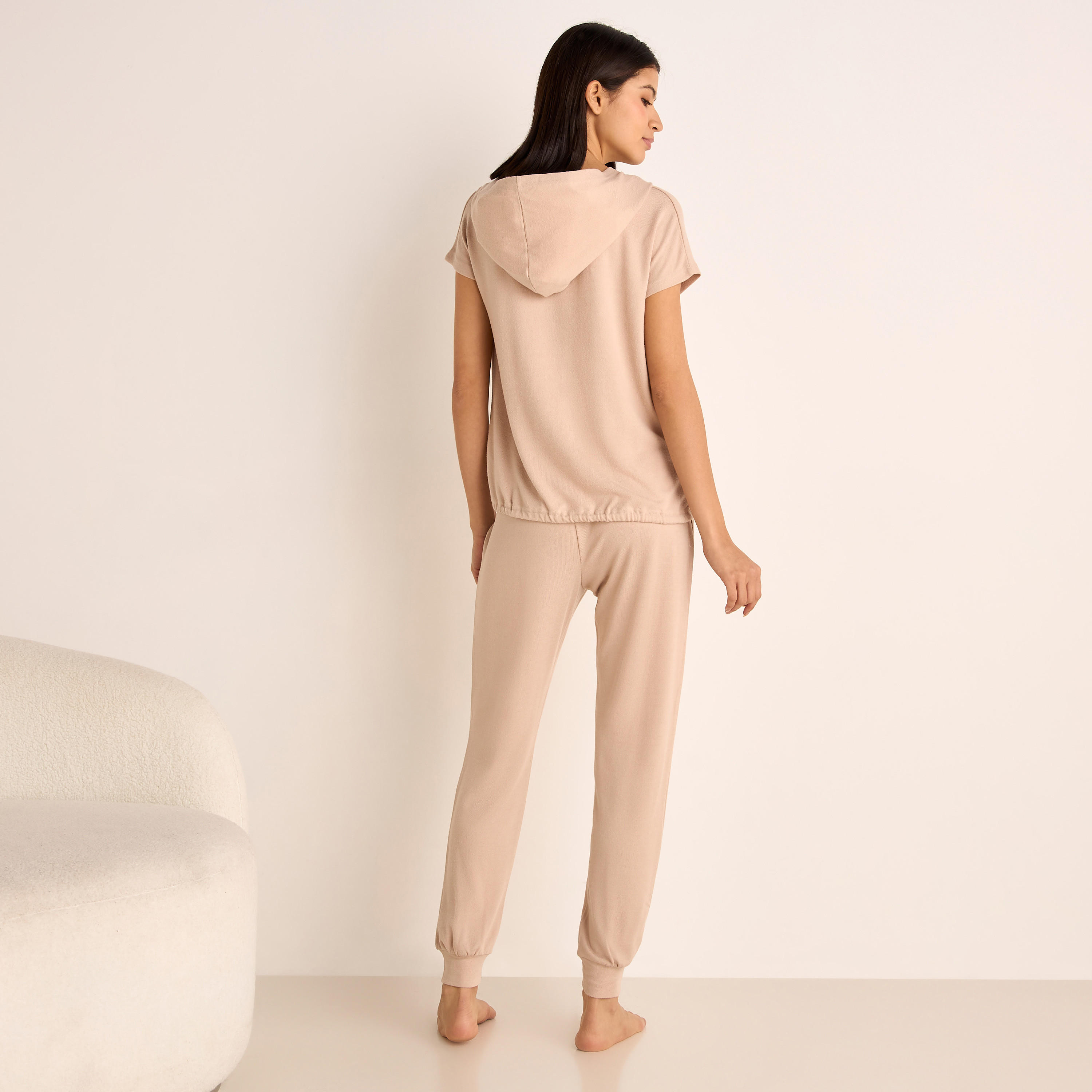 Slogan Print Hooded T-shirt and Elasticated Joggers Set-women-clothing-nightwear-pyjamas-longsets-image-3