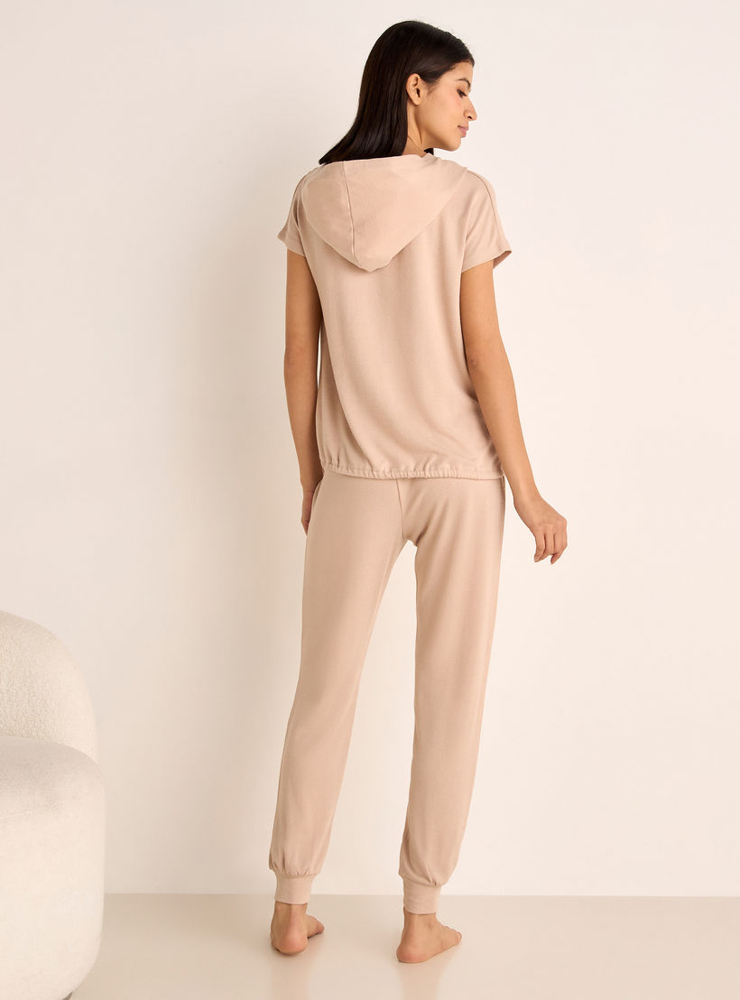 Slogan Print Hooded T-shirt and Elasticated Joggers Set-women-clothing-nightwear-pyjamas-longsets-image-3