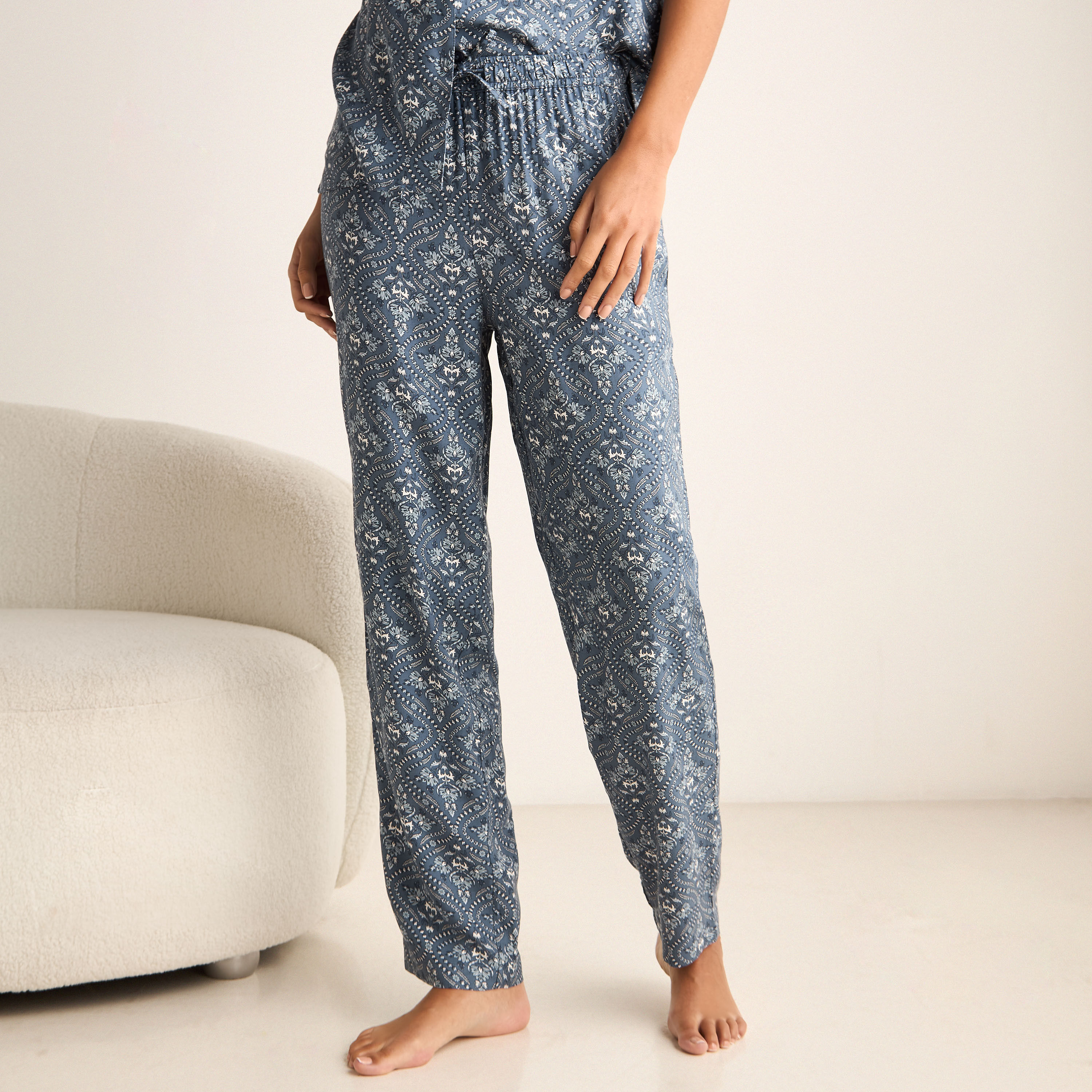 Floral Print Short Sleeves Viscose Shirt and Pyjama Set-women-clothing-nightwear-pyjamas-longsets-image-8