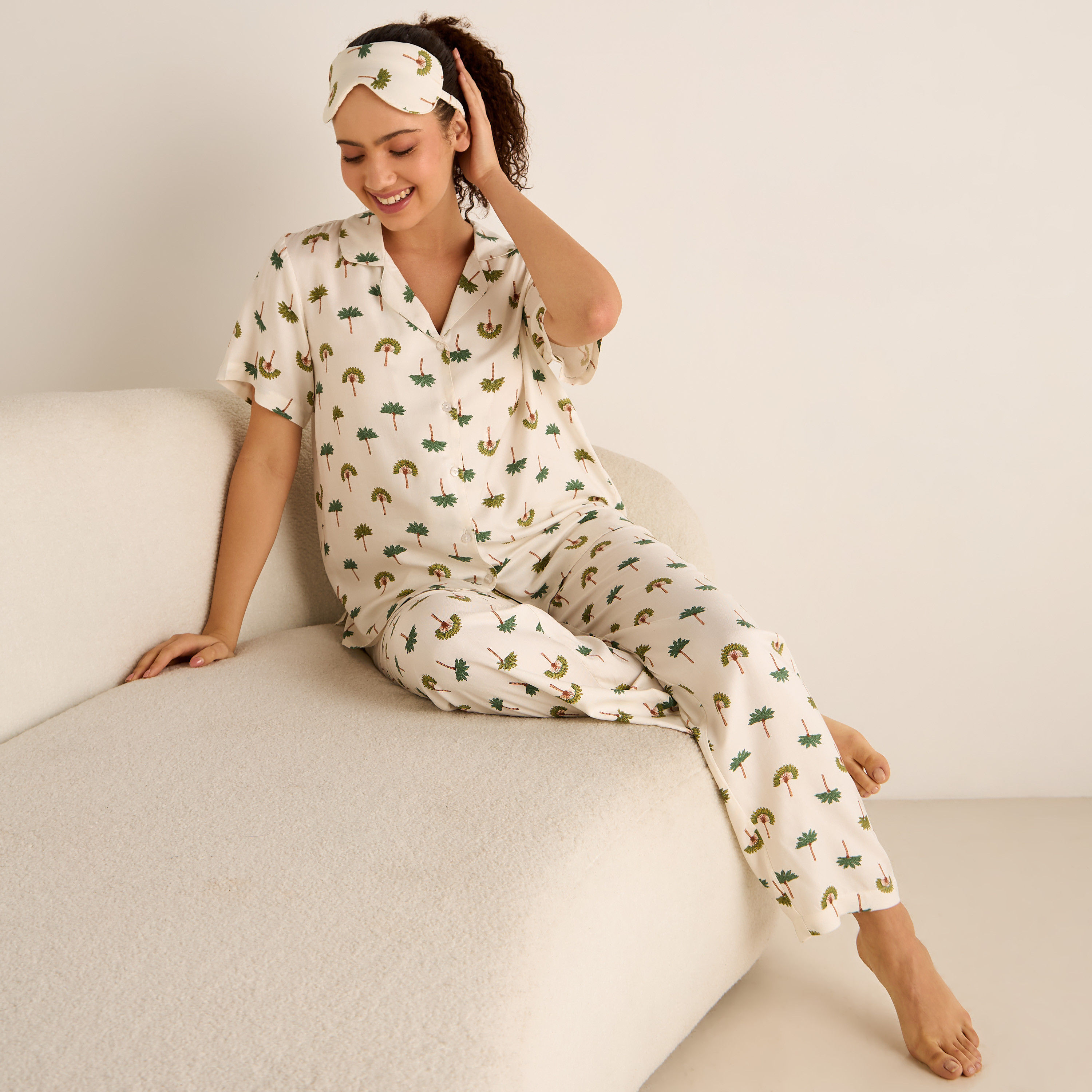 Floral Print Short Sleeves Viscose Shirt and Pyjama Set-women-clothing-nightwear-pyjamas-longsets-image-11
