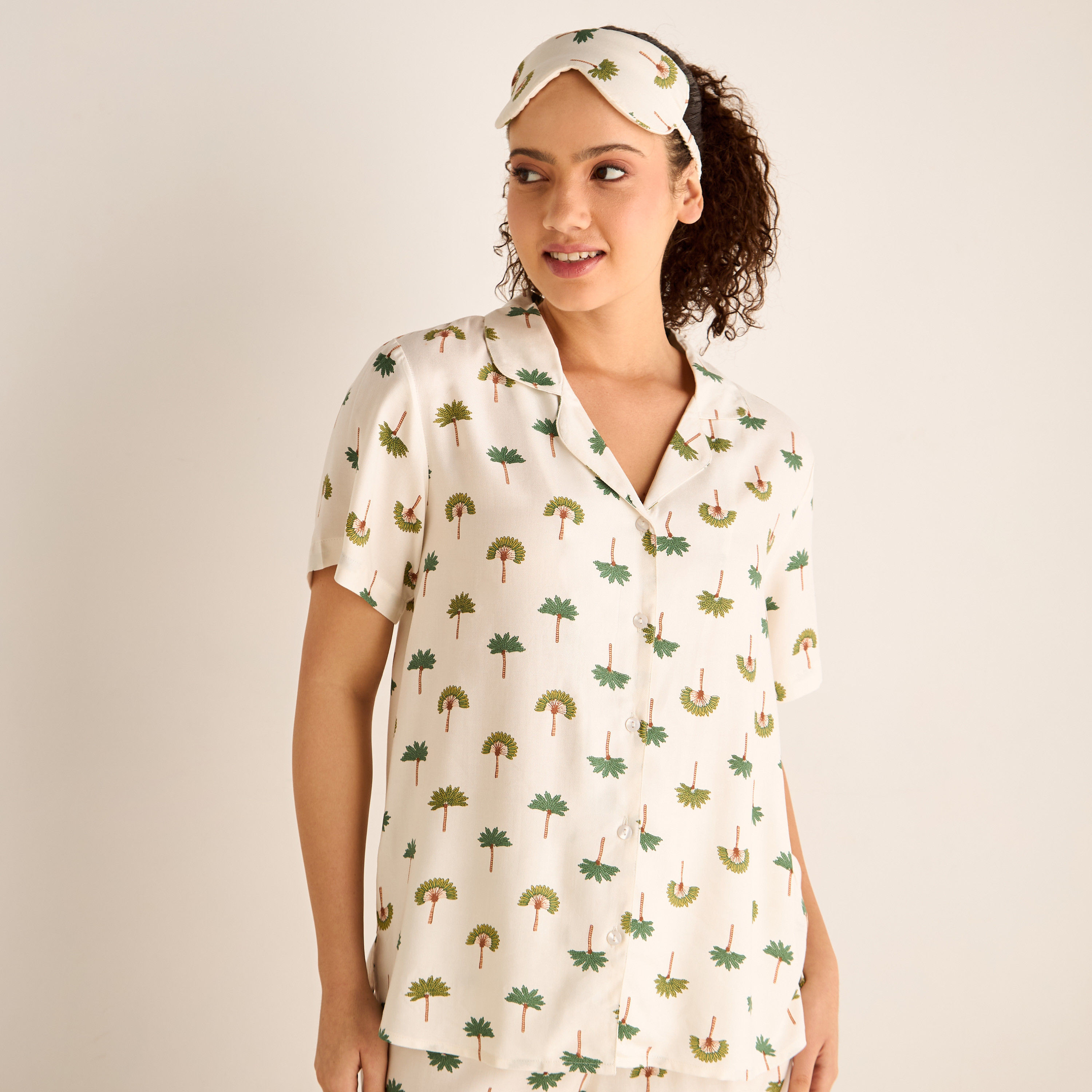 Floral Print Short Sleeves Viscose Shirt and Pyjama Set-women-clothing-nightwear-pyjamas-longsets-image-12