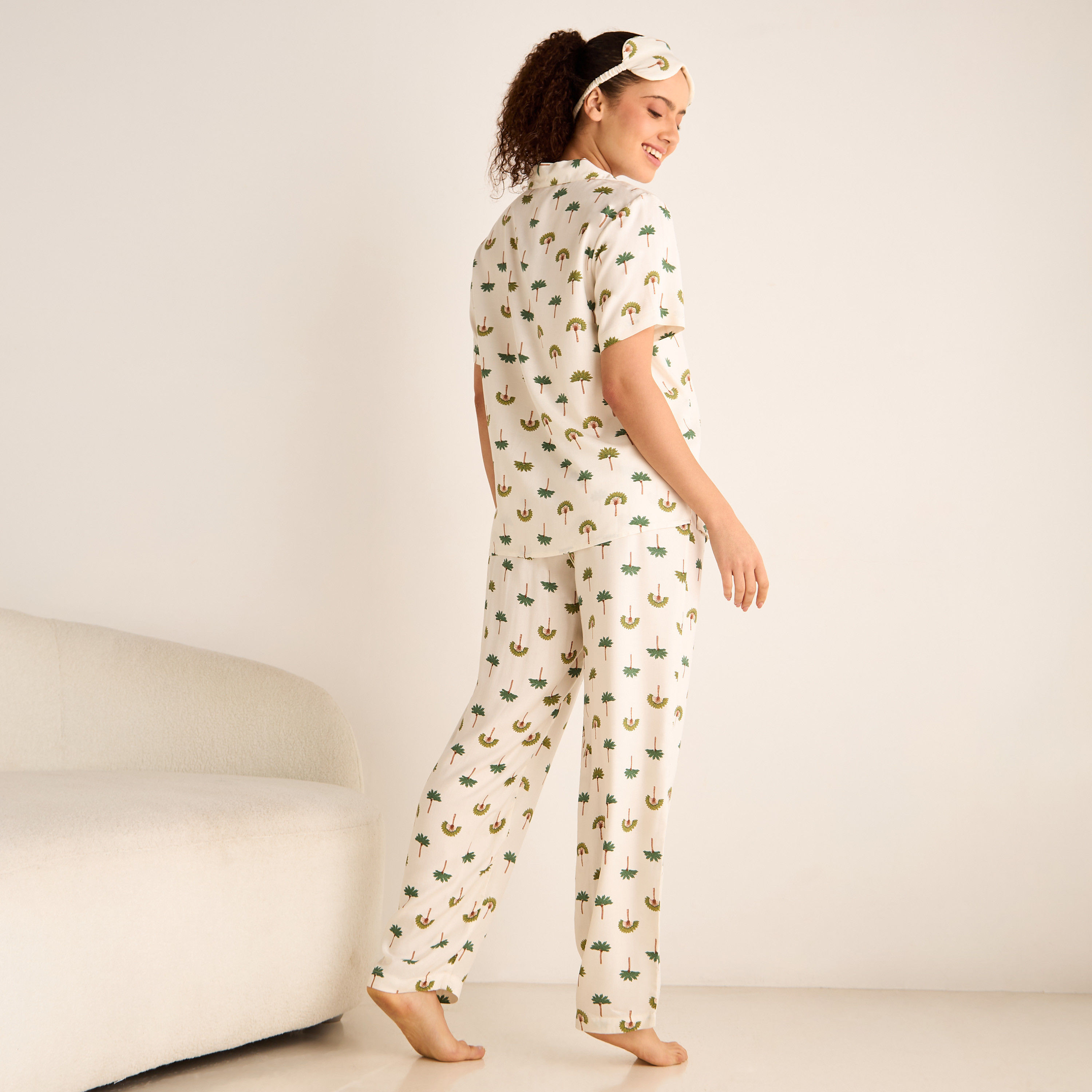 Floral Print Short Sleeves Viscose Shirt and Pyjama Set-women-clothing-nightwear-pyjamas-longsets-image-14