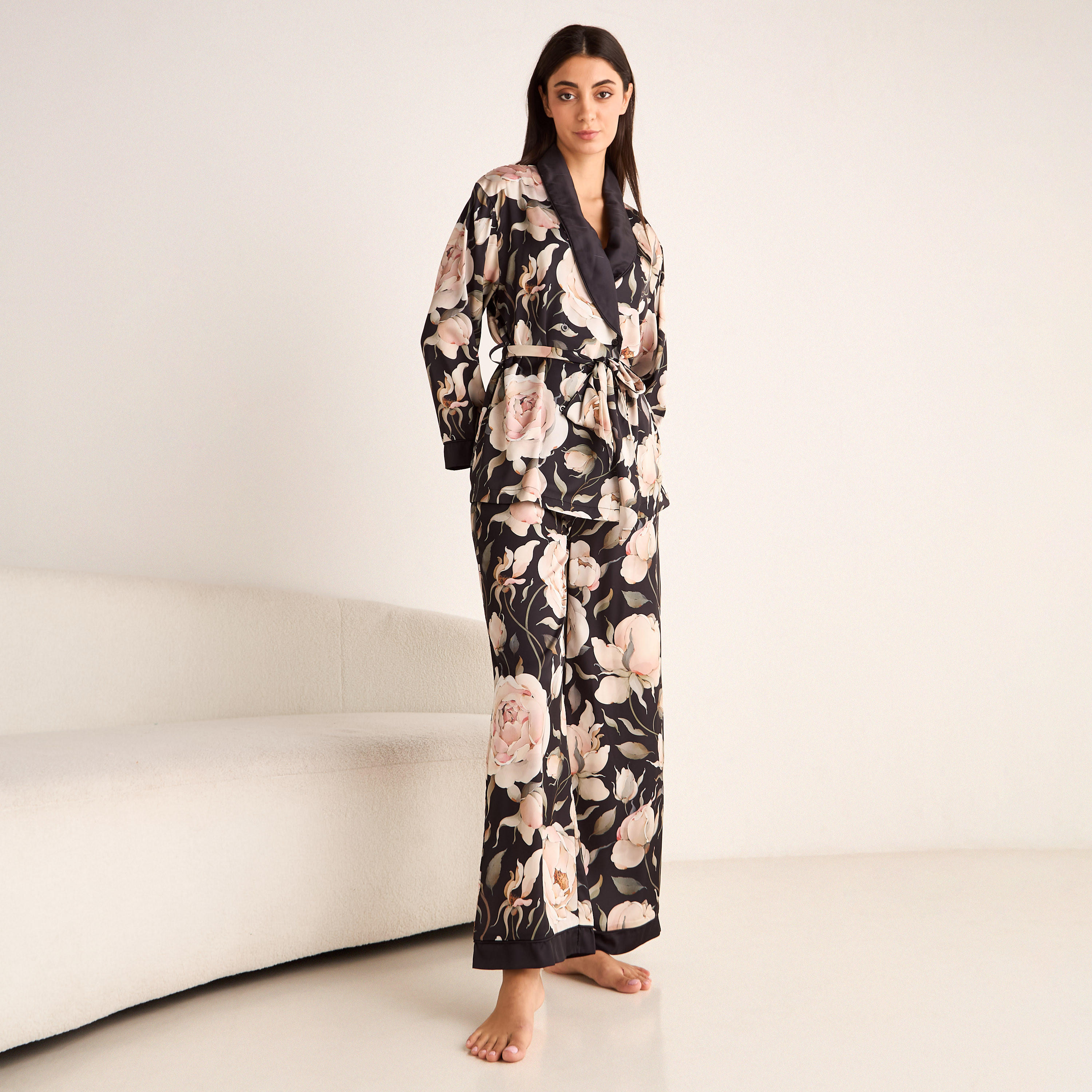 طقم بنطلون بيجاما وروب بطبعات أزهار-women-clothing-nightwear-pyjamas-longsets-image-5