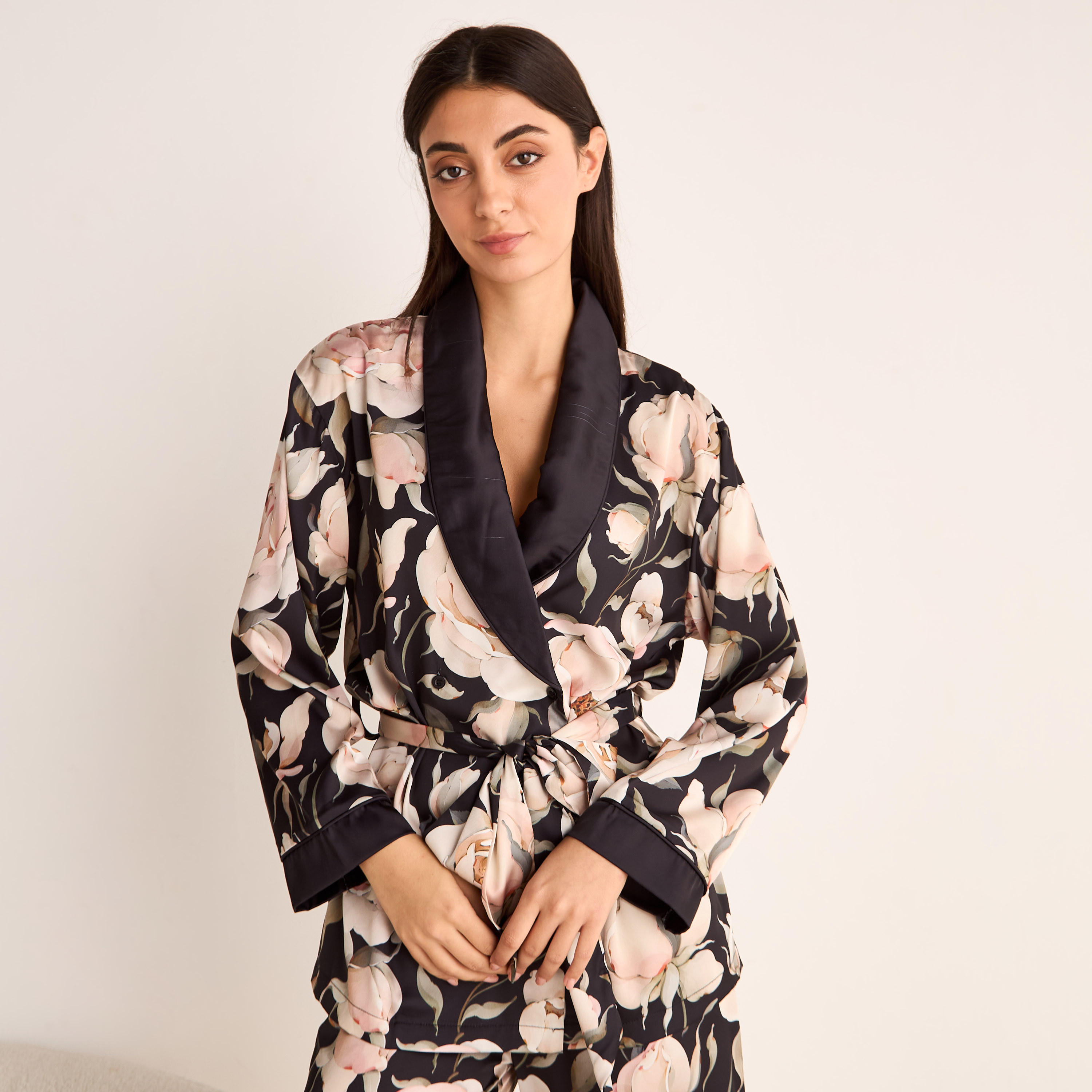 طقم بنطلون بيجاما وروب بطبعات أزهار-women-clothing-nightwear-pyjamas-longsets-image-4