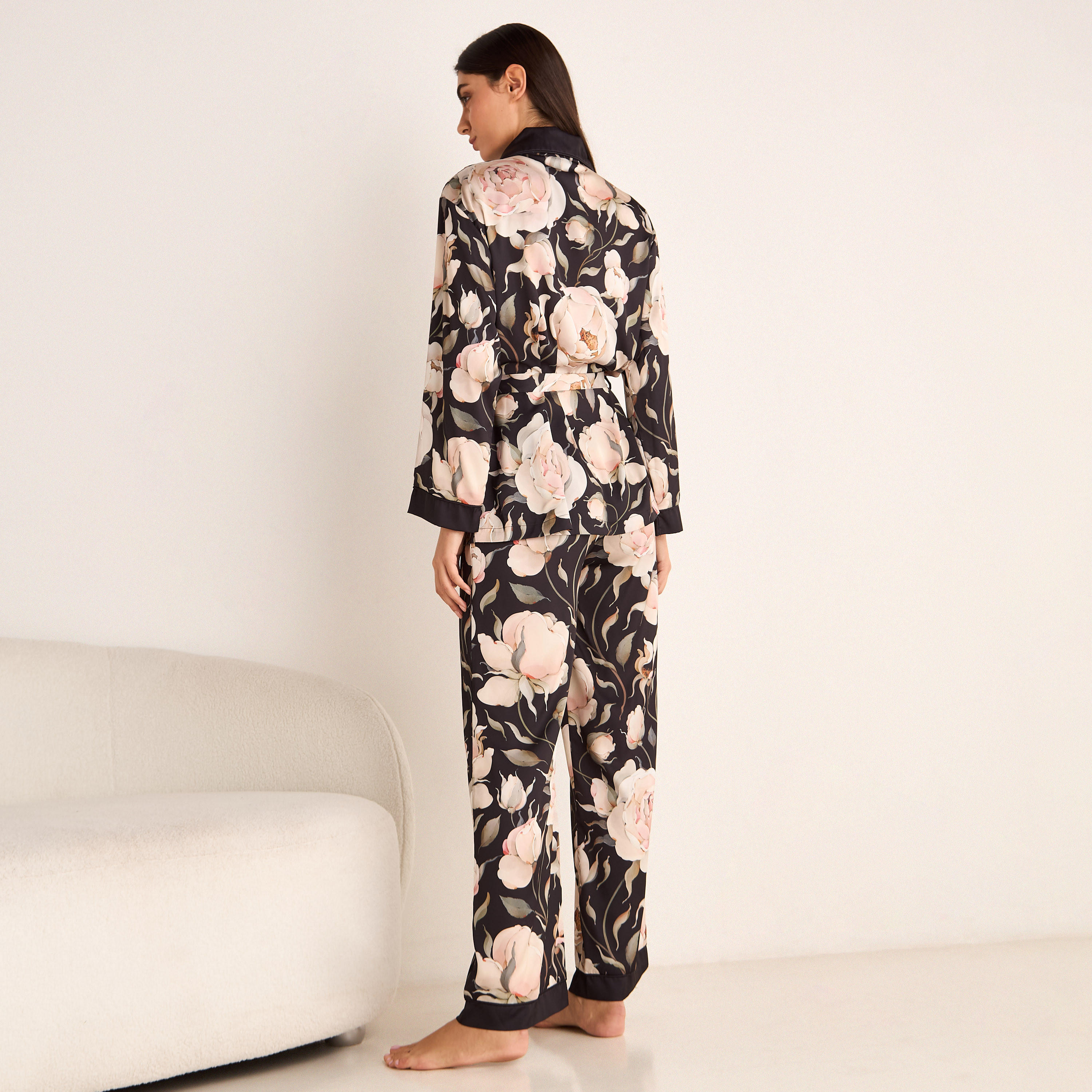 طقم بنطلون بيجاما وروب بطبعات أزهار-women-clothing-nightwear-pyjamas-longsets-image-2