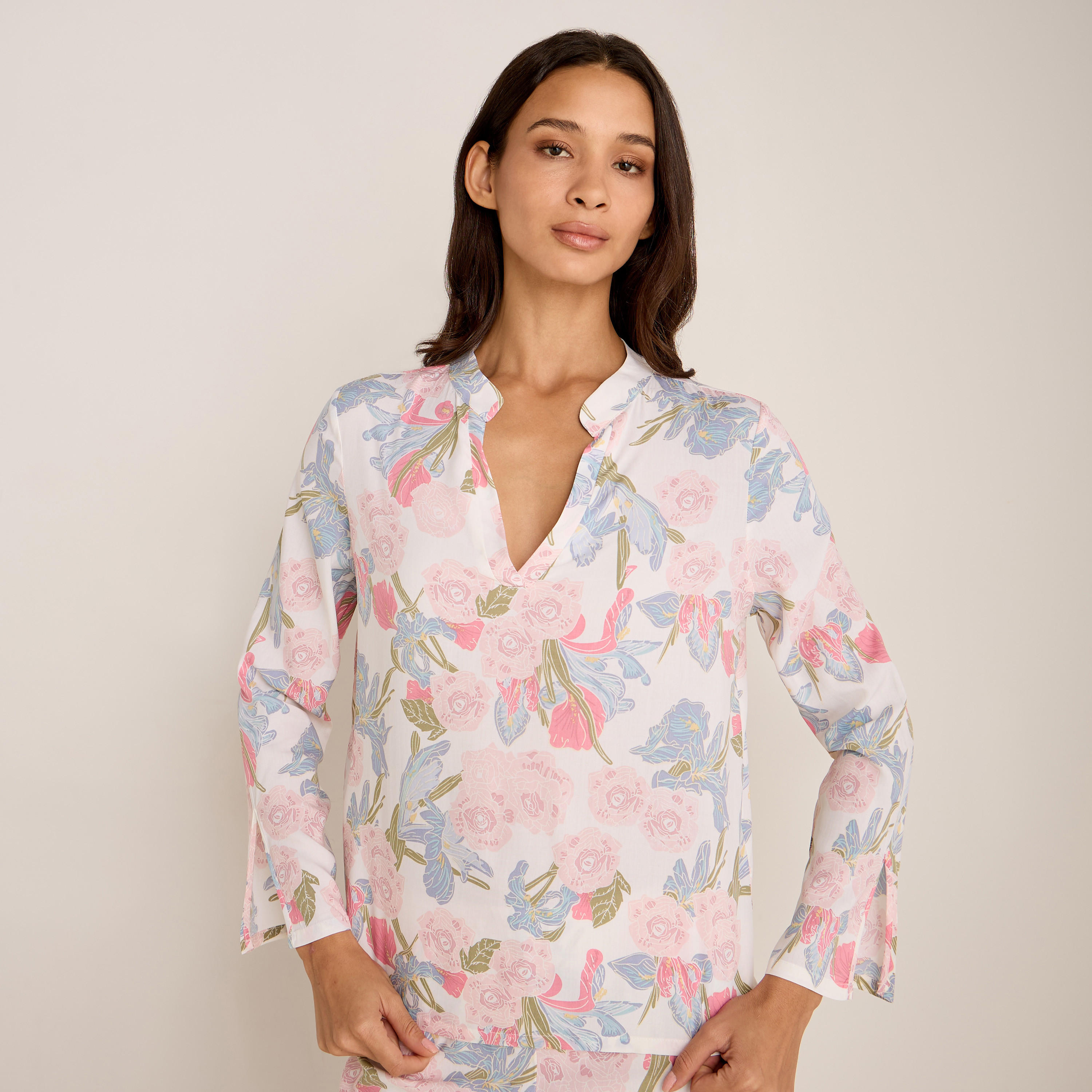 طقم بنطلون بيجاما وبلوزة بأكمام طويلة وطبعات أزهار-women-clothing-nightwear-pyjamas-longsets-image-2