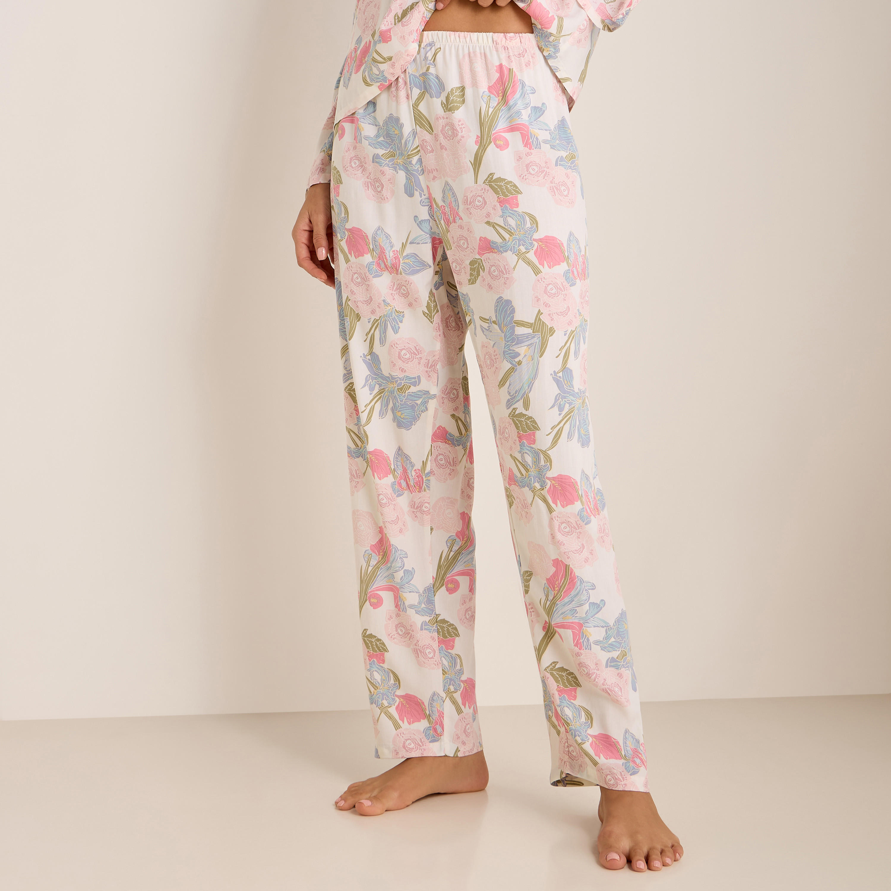 طقم بنطلون بيجاما وبلوزة بأكمام طويلة وطبعات أزهار-women-clothing-nightwear-pyjamas-longsets-image-3