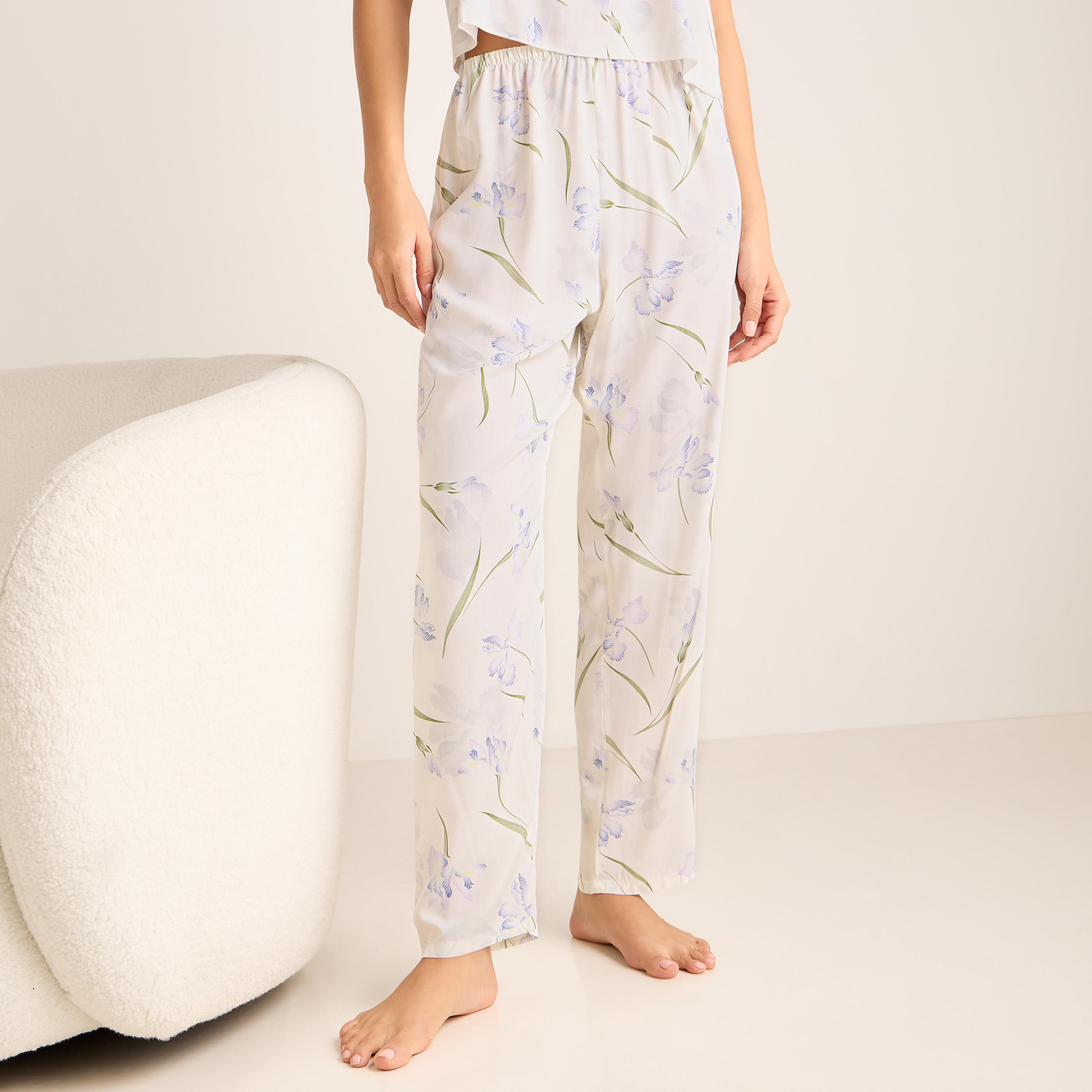 طقم بنطلون بيجاما وبلوزة كامي وروب بطبعات أزهار-women-clothing-nightwear-pyjamas-longsets-image-3