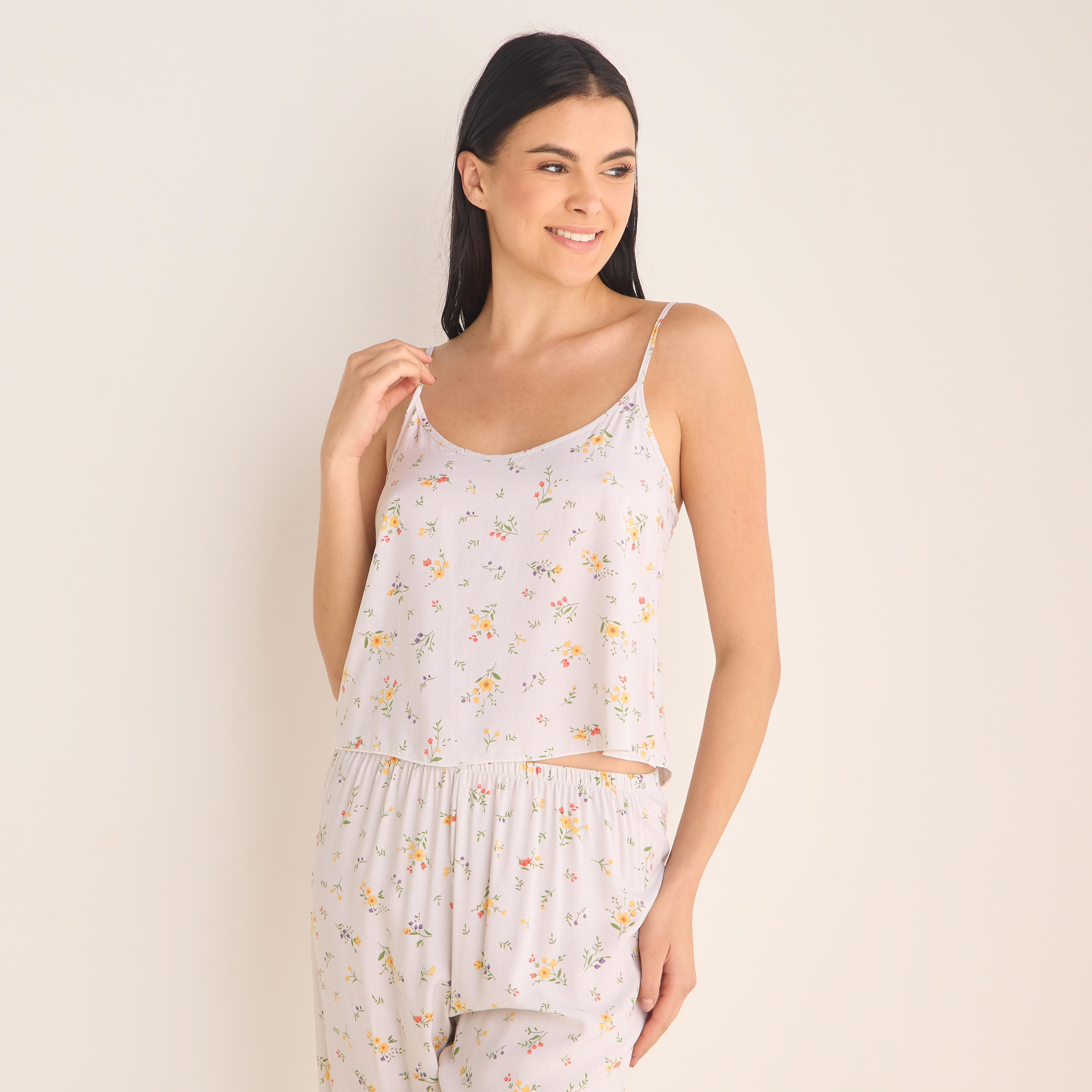 Floral Print Night Robe with Camisole and Pyjama Set-women-clothing-nightwear-pyjamas-longsets-image-3