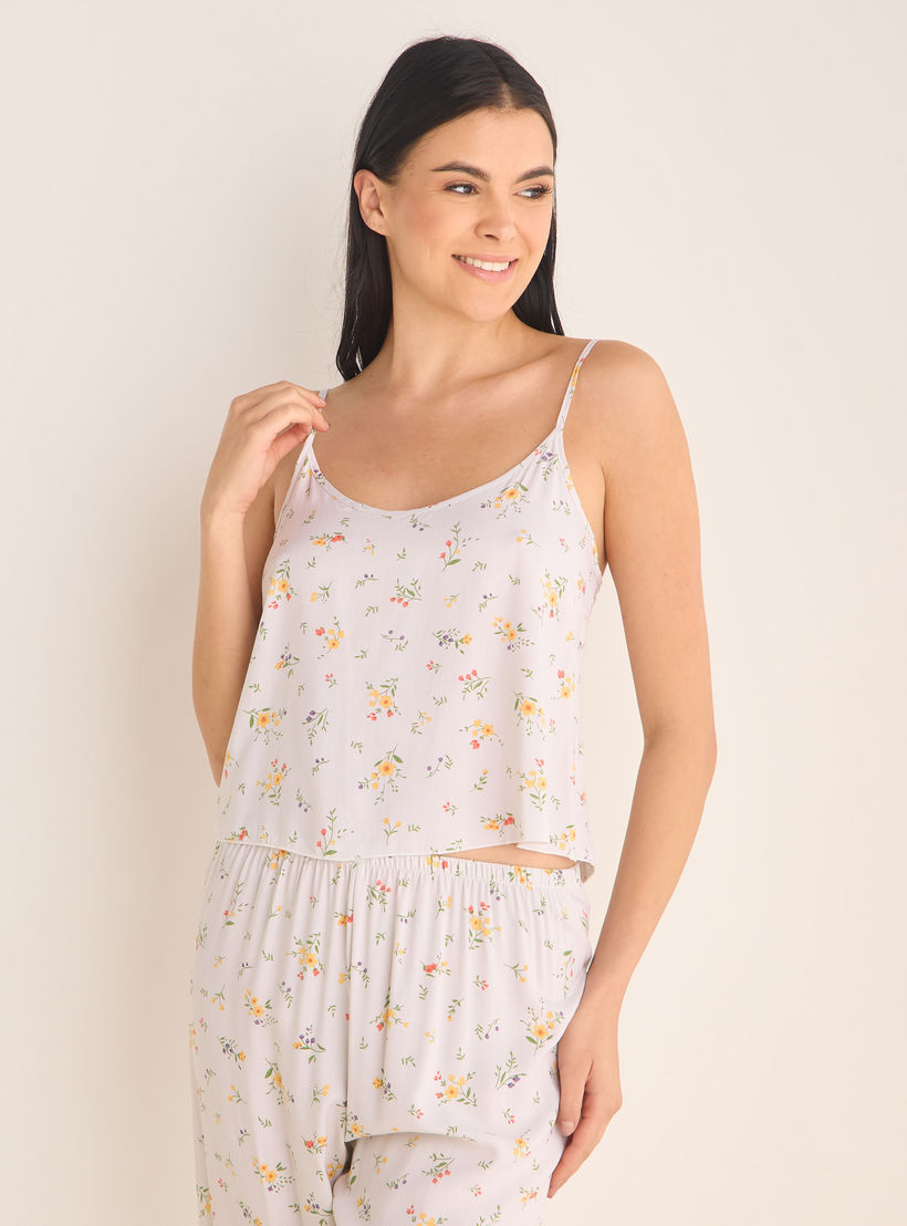 Floral Print Night Robe with Camisole and Pyjama Set-women-clothing-nightwear-pyjamas-longsets-image-3