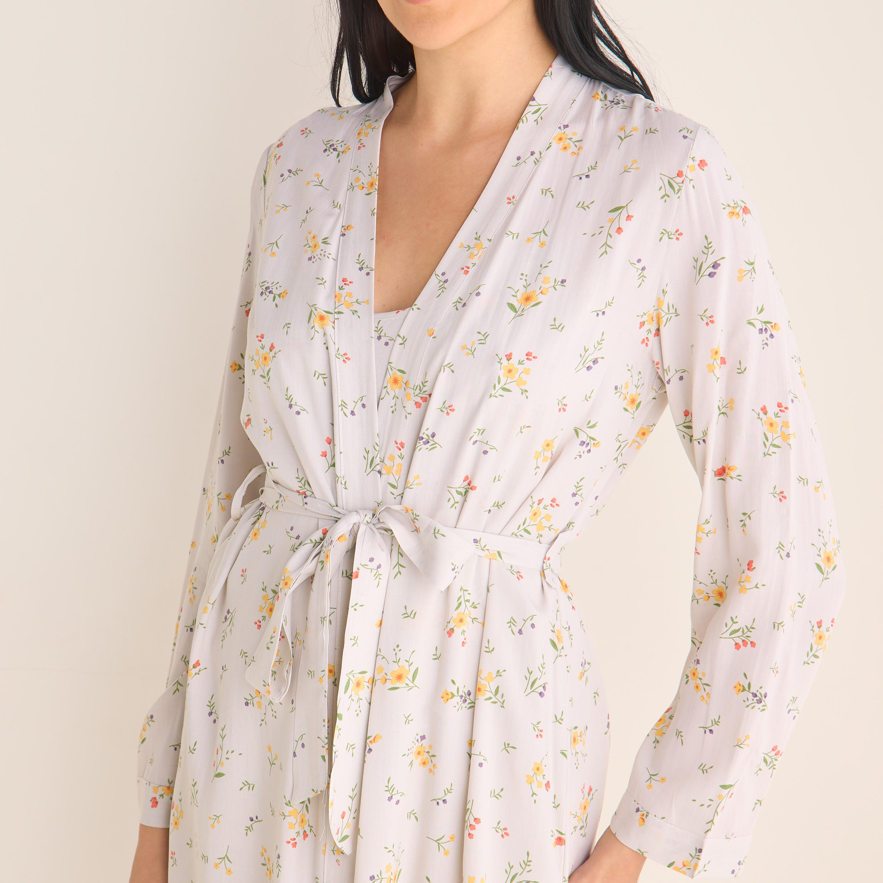 Floral Print Night Robe with Camisole and Pyjama Set-women-clothing-nightwear-pyjamas-longsets-image-5