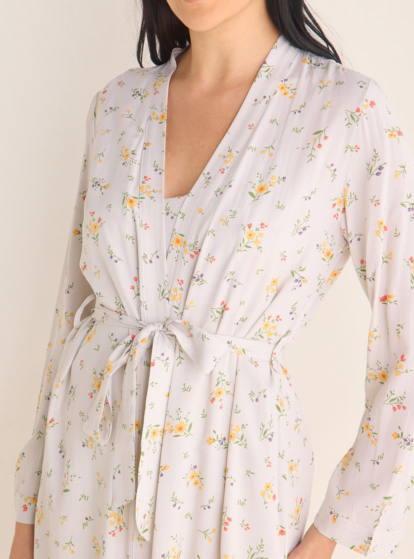 Floral Print Night Robe with Camisole and Pyjama Set-women-clothing-nightwear-pyjamas-longsets-image-5