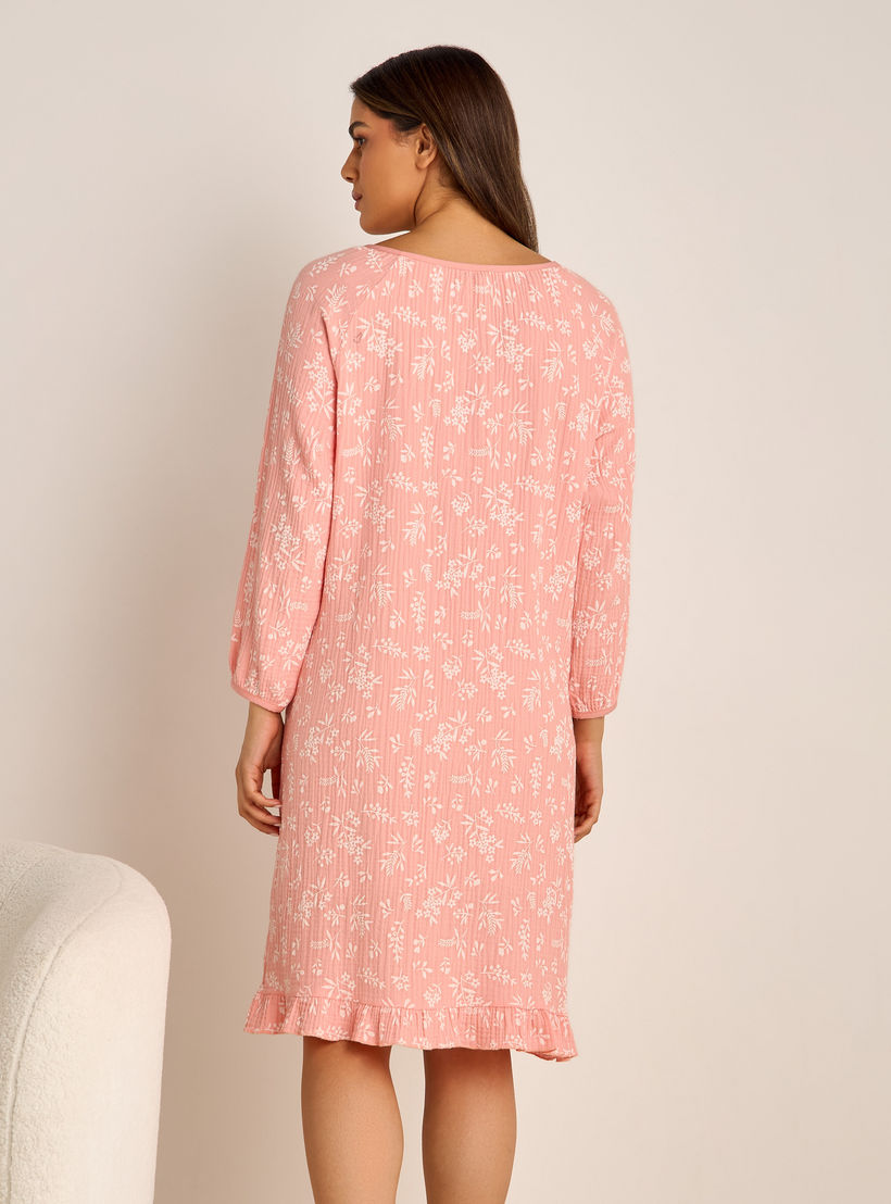 فستان نوم قطن للحوامل بأكمام طويلة وطبعات-women-clothing-nightwear-nighties-image-3