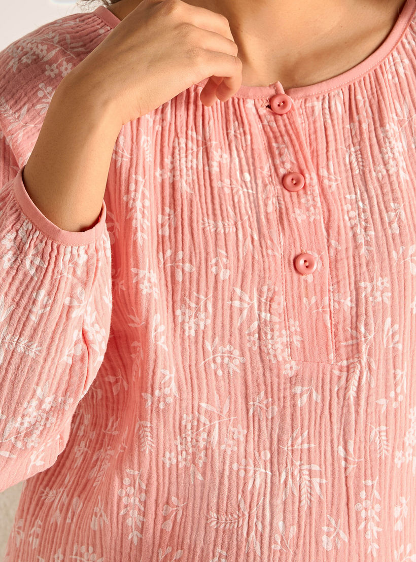 فستان نوم قطن للحوامل بأكمام طويلة وطبعات-women-clothing-nightwear-nighties-image-5