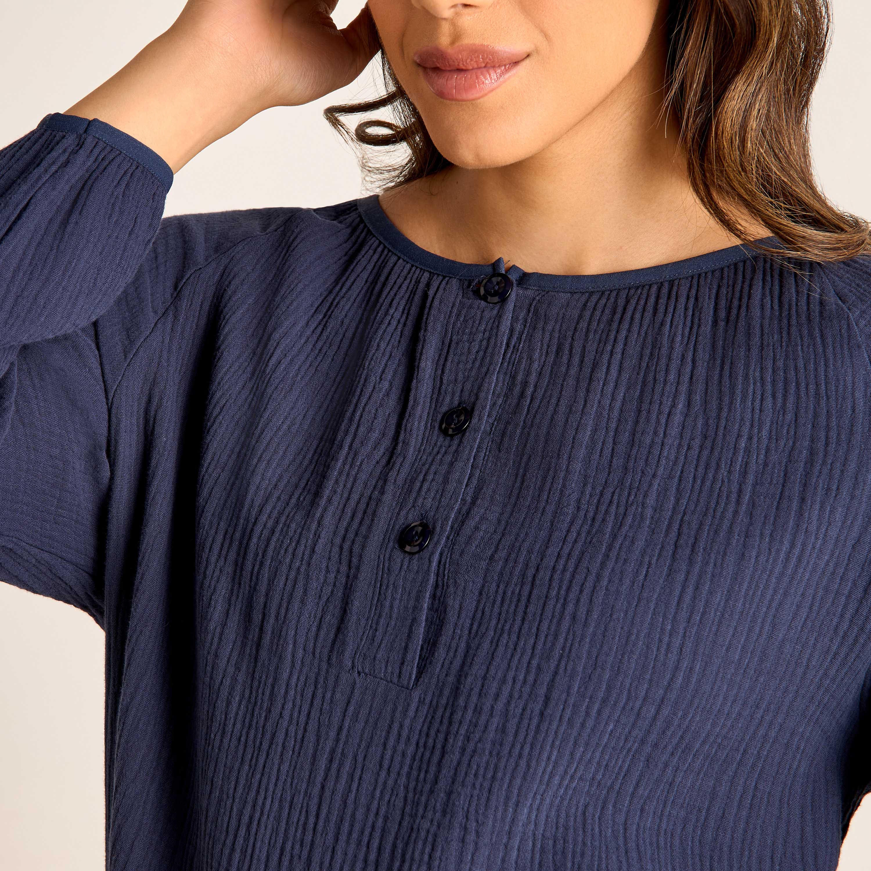 فستان نوم قطن للحوامل بارز الملمس بأكمام طويلة-women-clothing-nightwear-nighties-image-5
