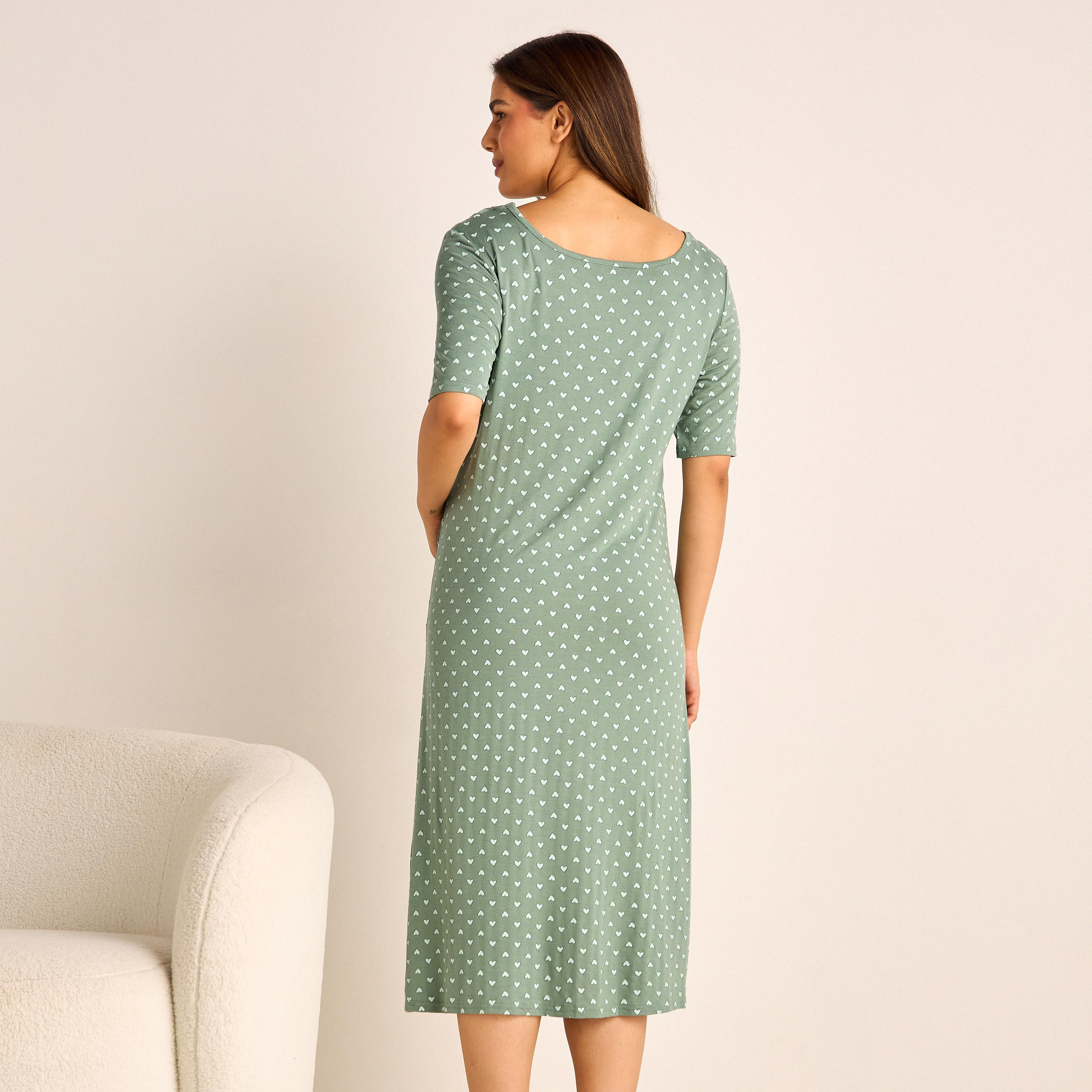 قميص نوم للحوامل بياقة مستديرة وأكمام قصيرة وطبعات-women-clothing-maternity-nightwear-image-3