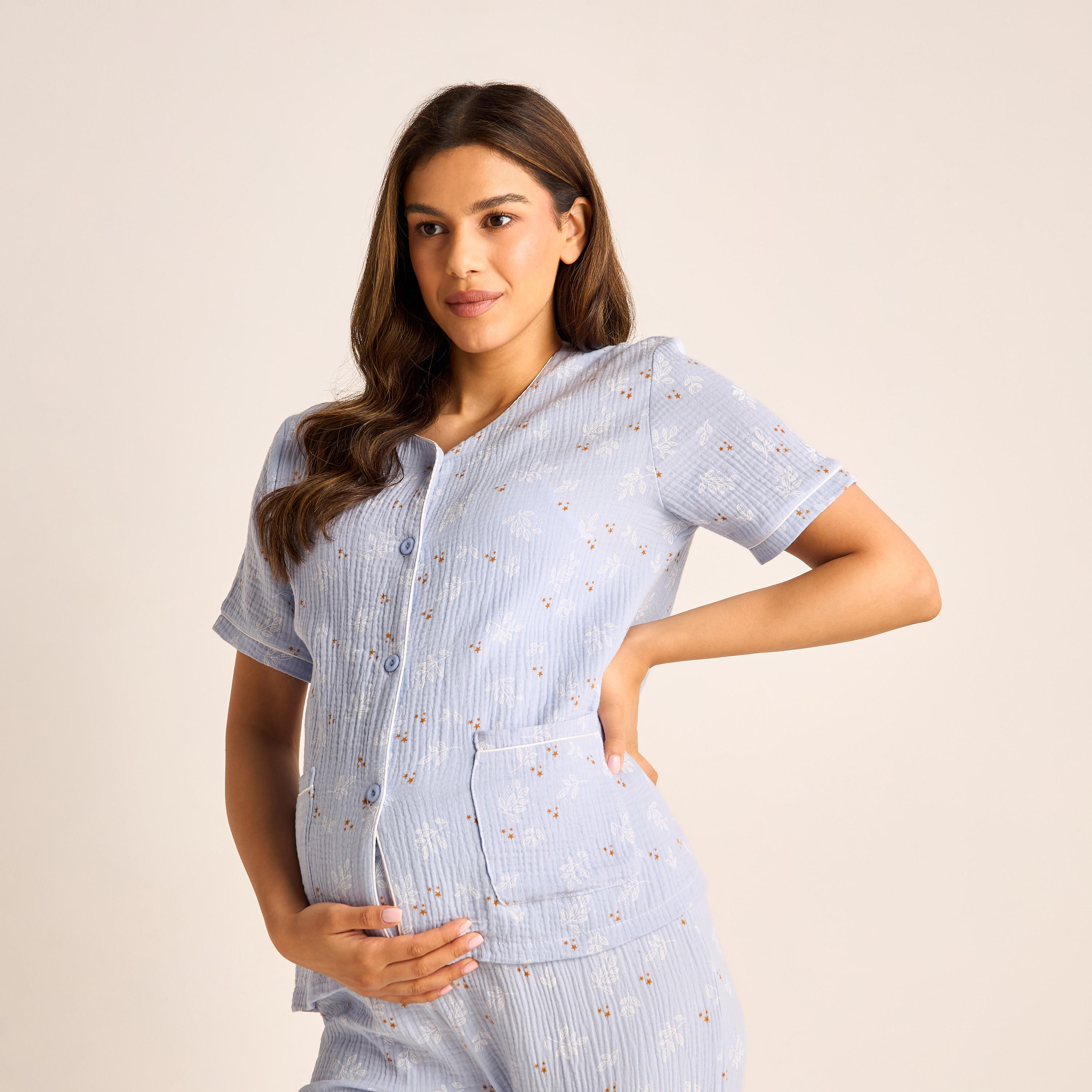 Printed Maternity Top and Elasticated Pyjama Set-women-clothing-nightwear-pyjamas-longsets-image-2