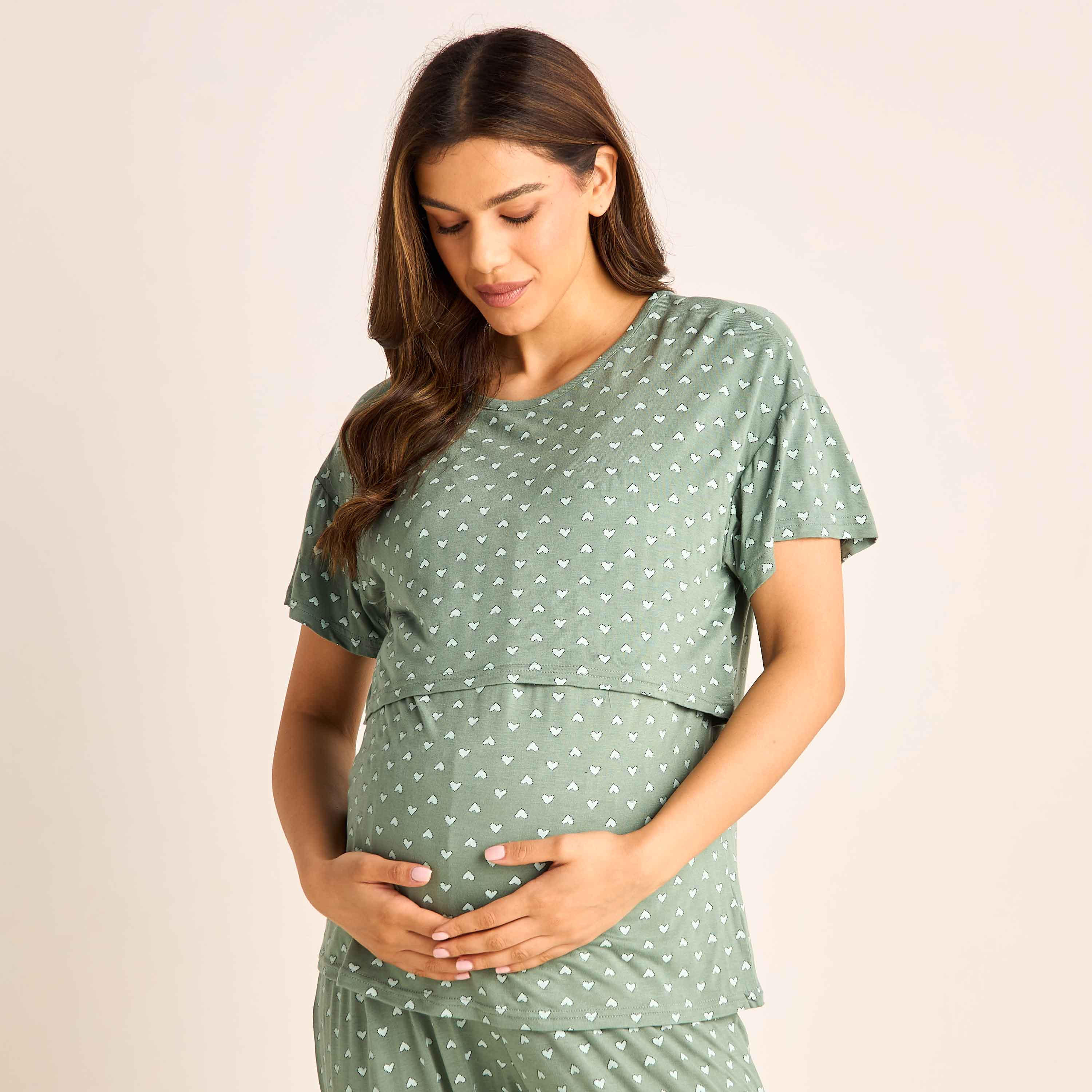 طقم تيشيرت وبنطلون بيجاما بطبعات للحوامل-women-clothing-nightwear-pyjamas-longsets-image-6