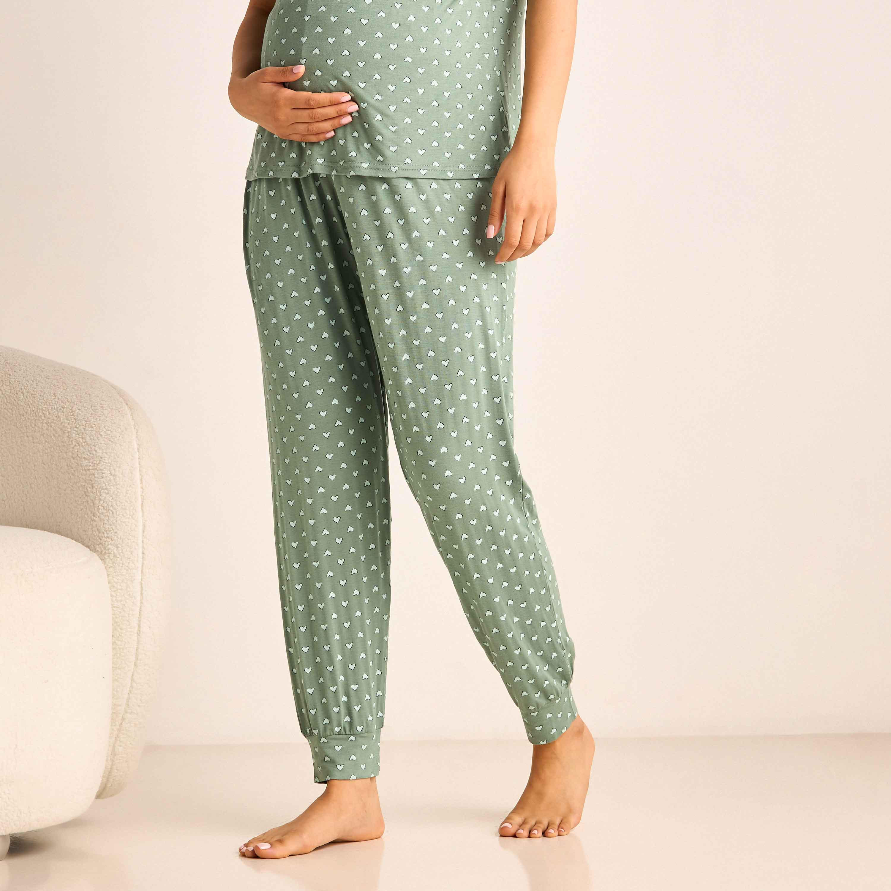 طقم تيشيرت وبنطلون بيجاما بطبعات للحوامل-women-clothing-nightwear-pyjamas-longsets-image-4