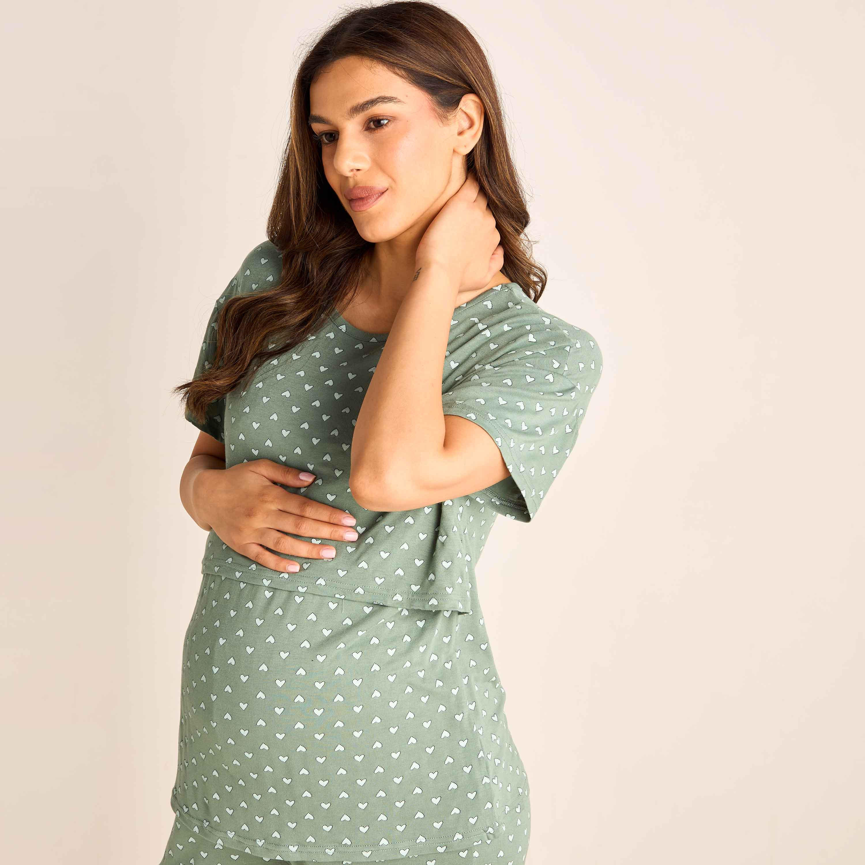 طقم تيشيرت وبنطلون بيجاما بطبعات للحوامل-women-clothing-nightwear-pyjamas-longsets-image-3