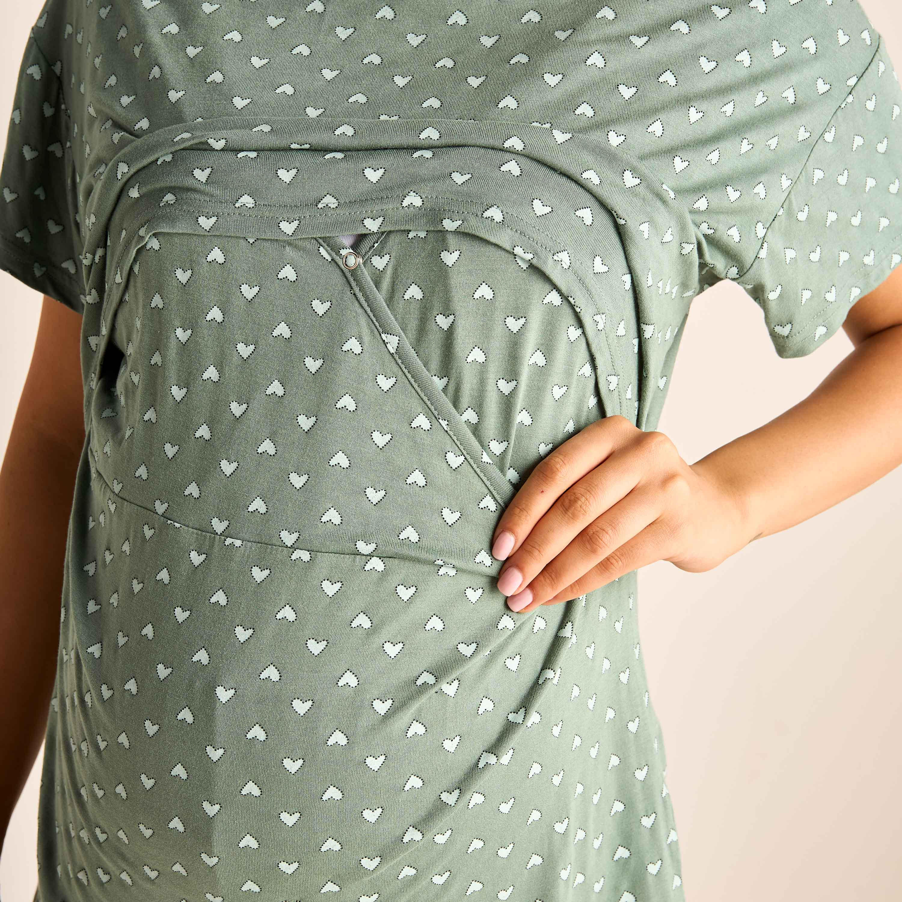 طقم تيشيرت وبنطلون بيجاما بطبعات للحوامل-women-clothing-nightwear-pyjamas-longsets-image-2