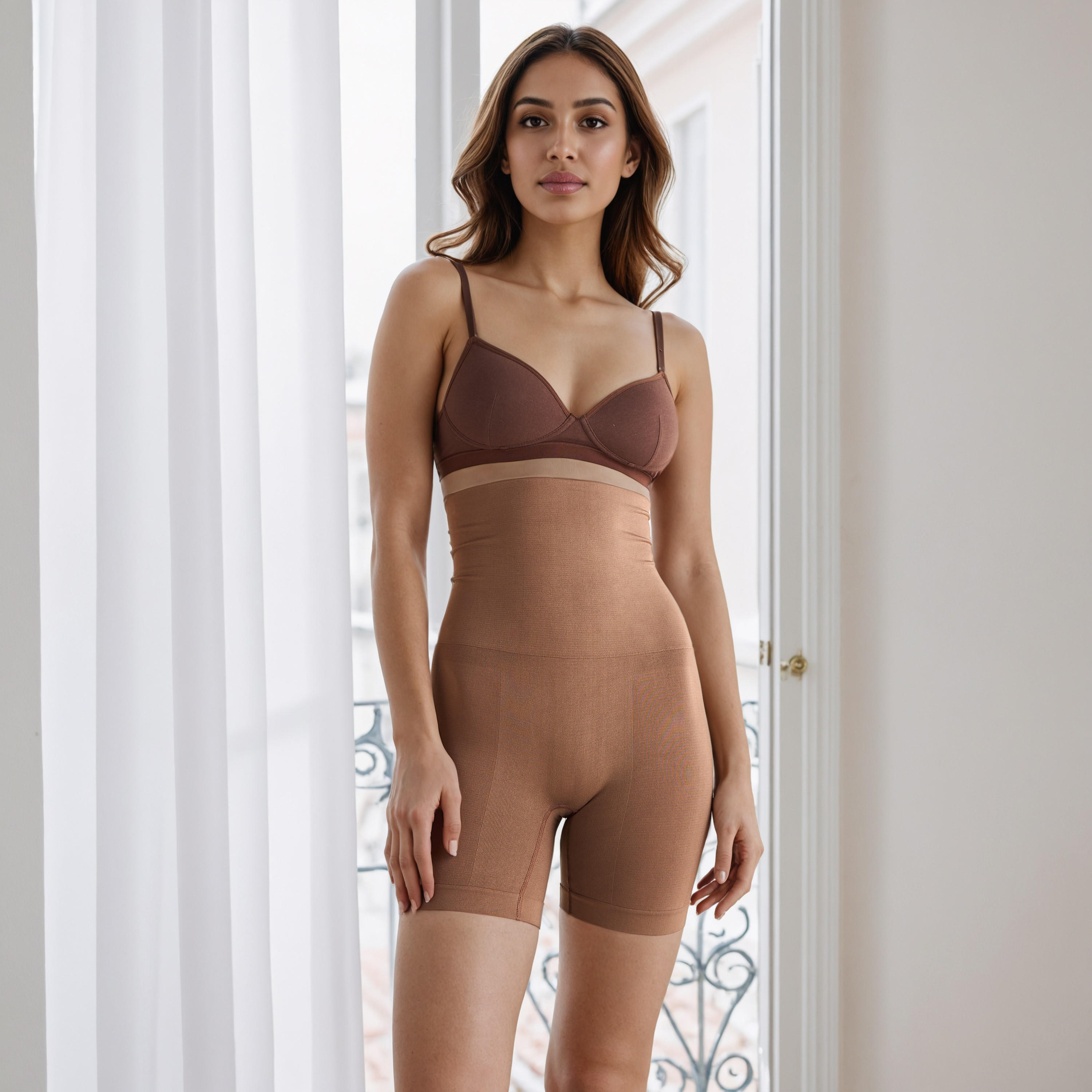 سروال شد متوسط للبطن والفخذين بخصر مطاطي-women-clothing-lingerie-shapewear-image-4