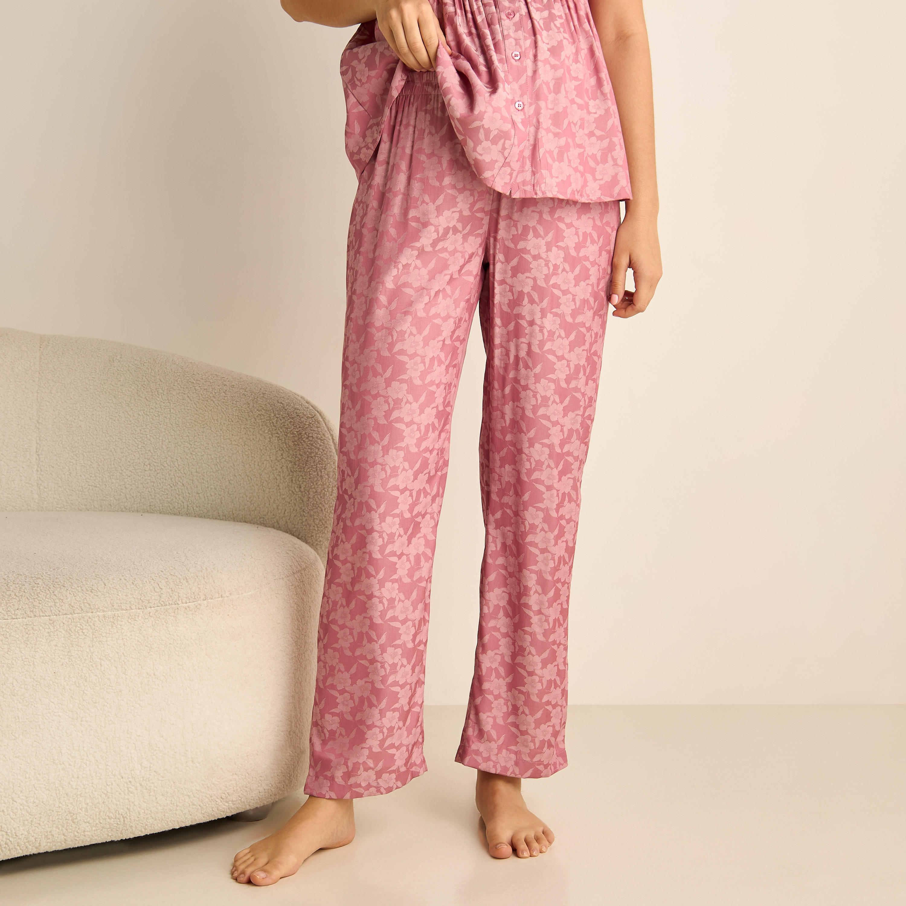Floral Jacquard Maternity Pyjama Set-women-clothing-maternity-nightwear-image-4