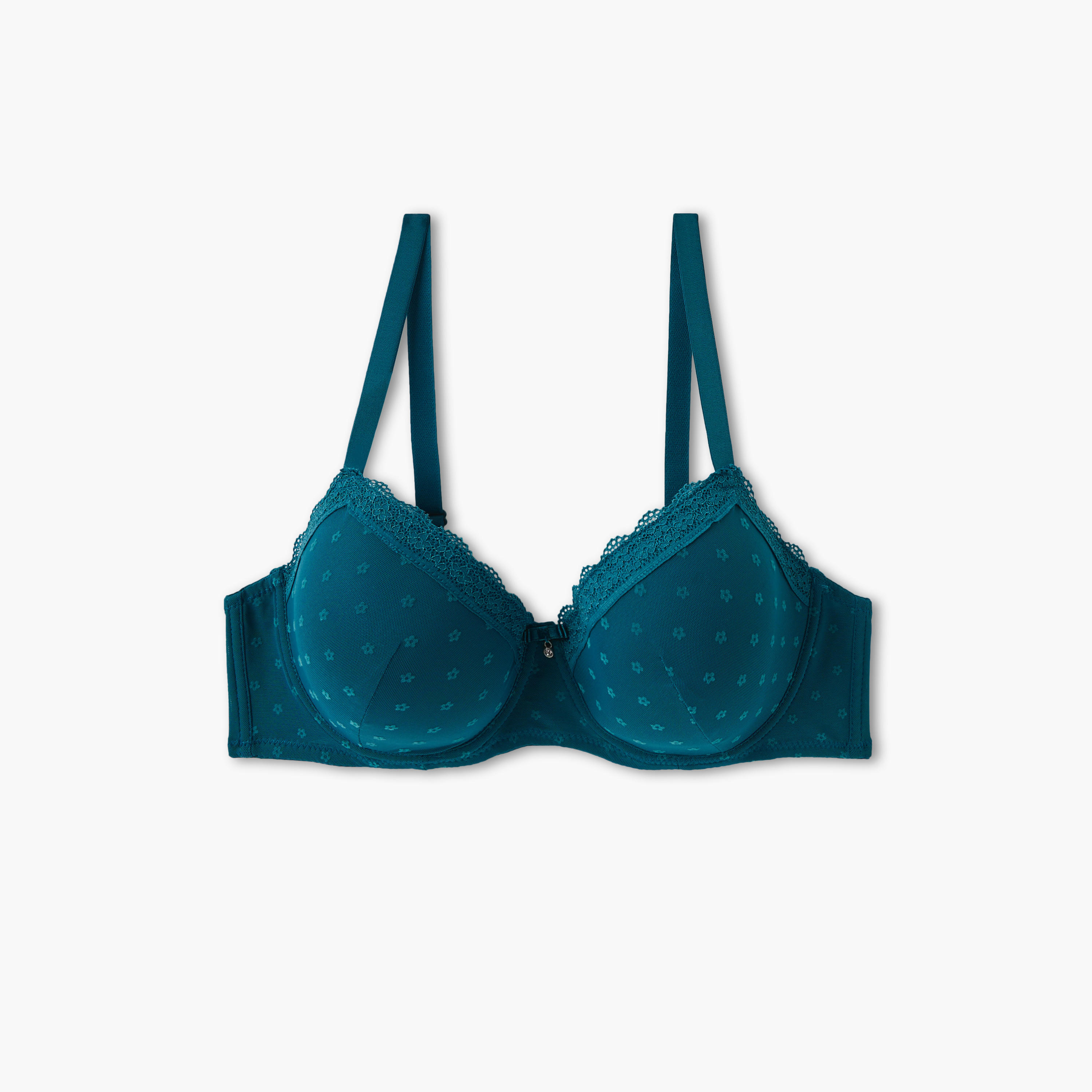 صدرية بالكونيت بحمالات قابلة للعديل وتفاصيل دانتيل زهور-women-clothing-lingerie-bras-image-1
