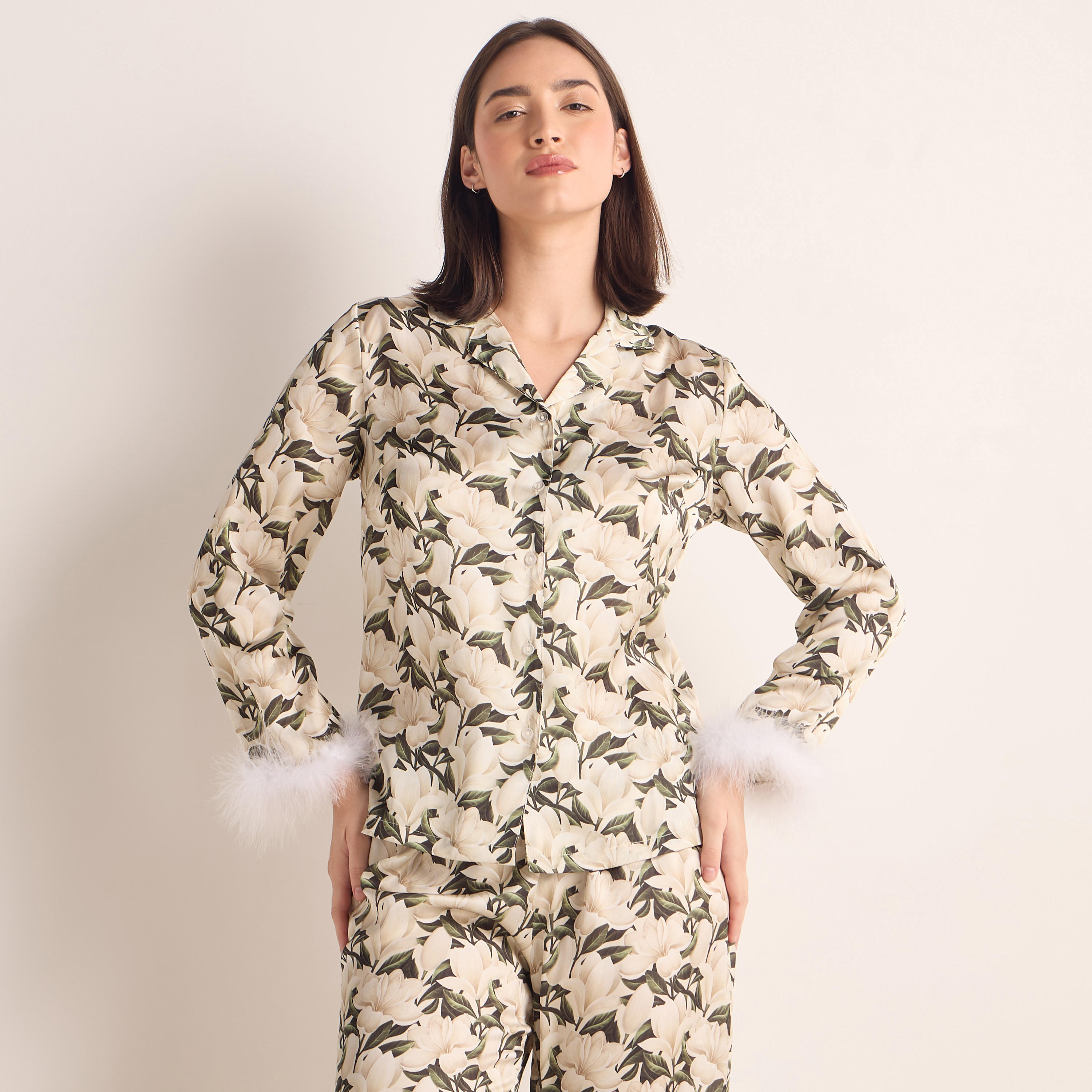 Floral Print Satin Pyjama Set-women-clothing-nightwear-pyjamas-longsets-image-2