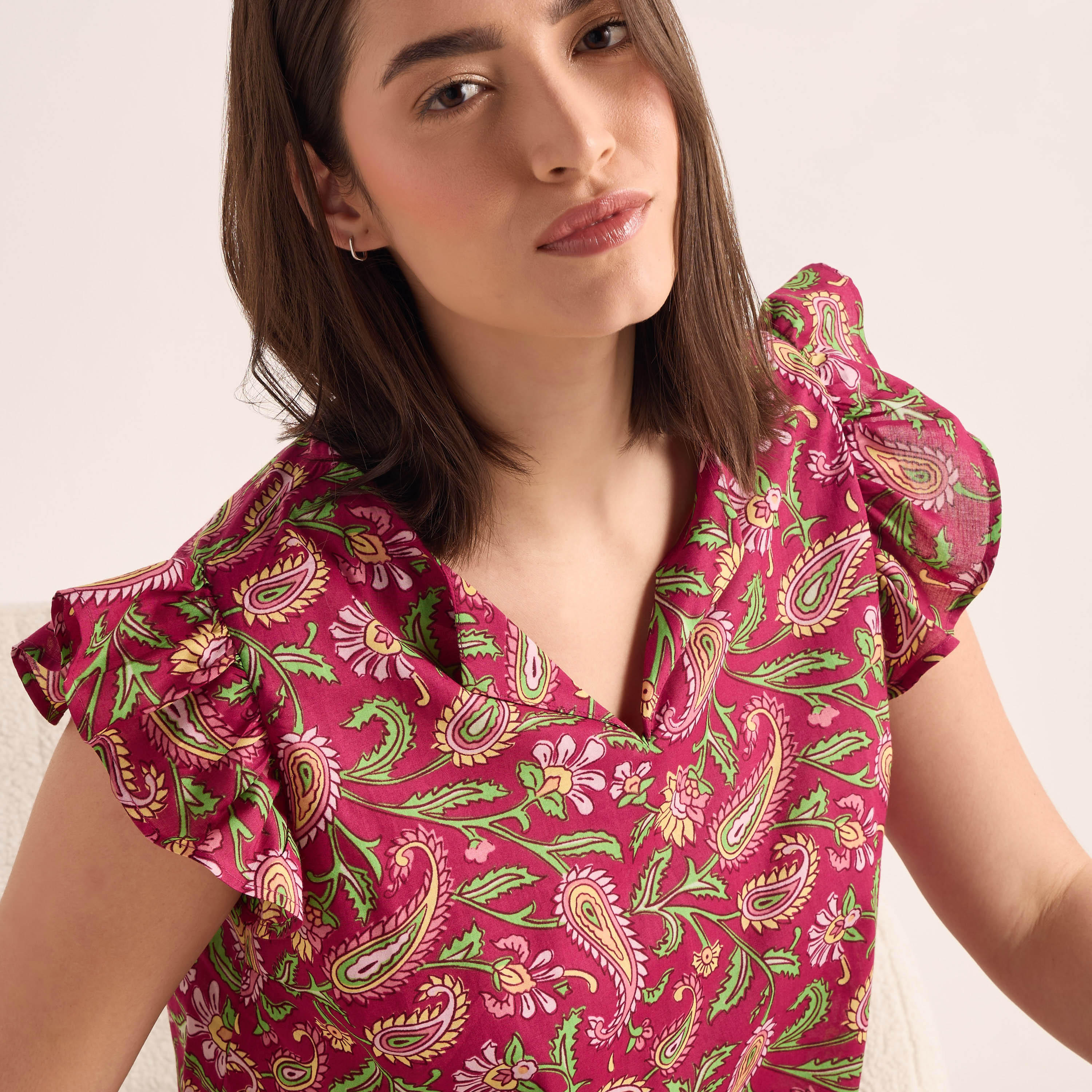 Printed Ruffle Sleeves Top and Pyjama Set-women-clothing-nightwear-pyjamas-longsets-image-5